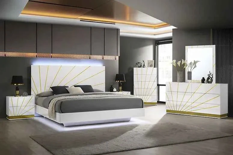 Safa Led White Platform Bedroom Set