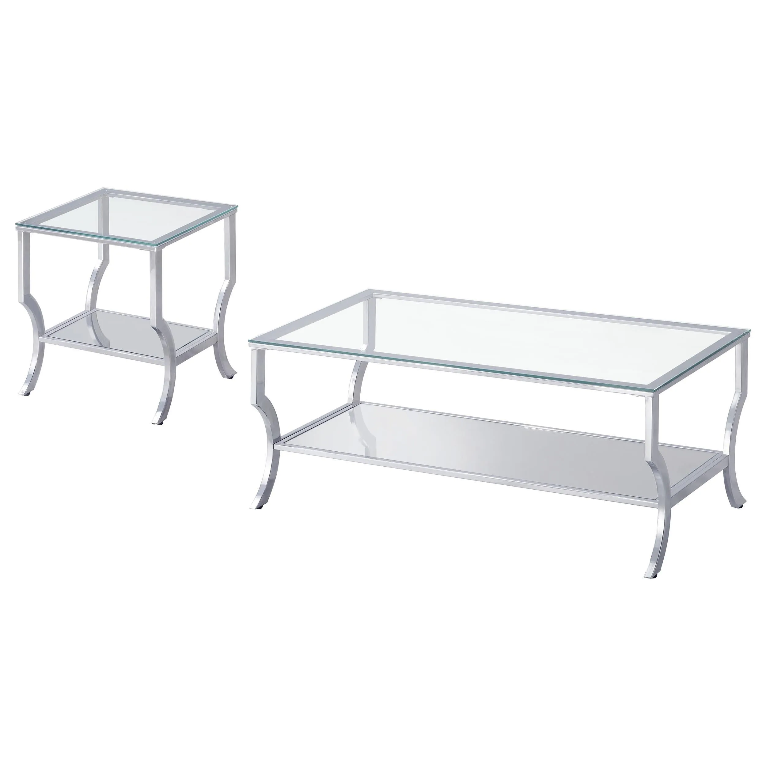 Saide Chrome 2-Piece Glass Top Coffee and End Table Set - Image 2