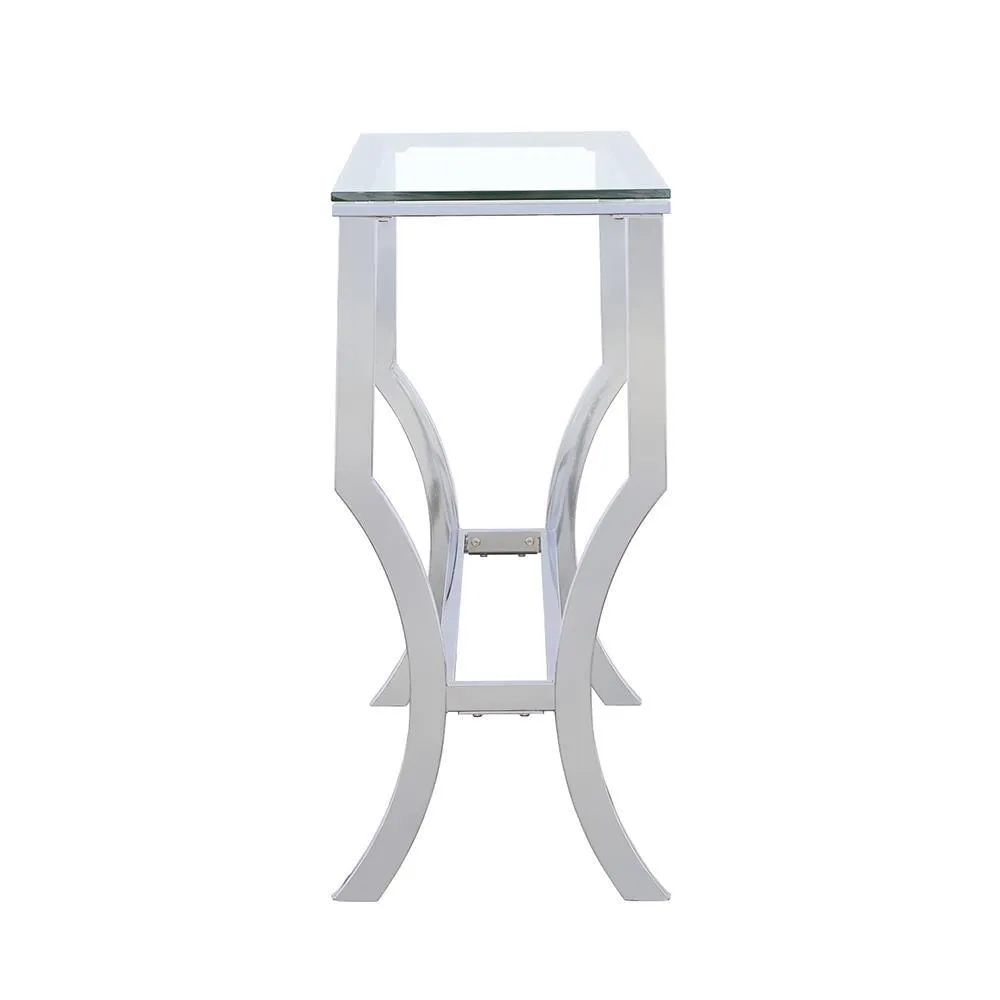 Saide Chrome Rectangular Sofa Table with Mirrored Shelf - Image 4