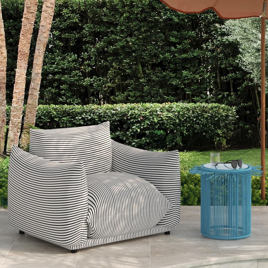 Saint Tropez Striped Stuffed Indoor / Outdoor Armchair - Image 14