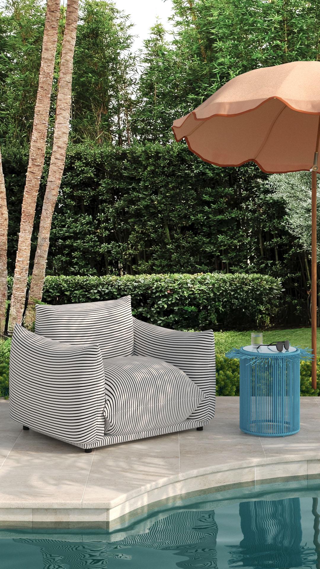 Saint Tropez Striped Stuffed Indoor / Outdoor Armchair - Image 19