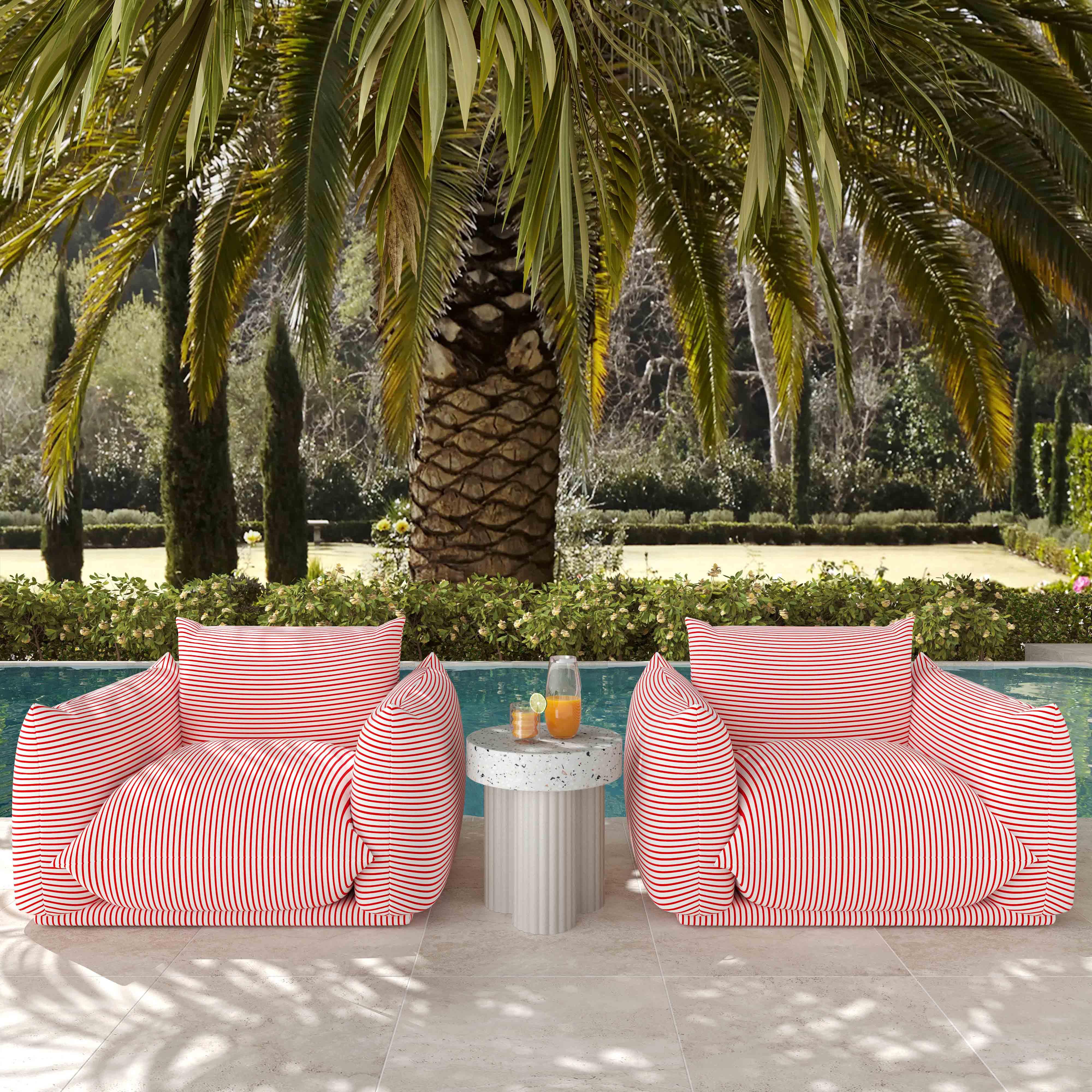 Saint Tropez Striped Stuffed Indoor / Outdoor Armchair - Image 2