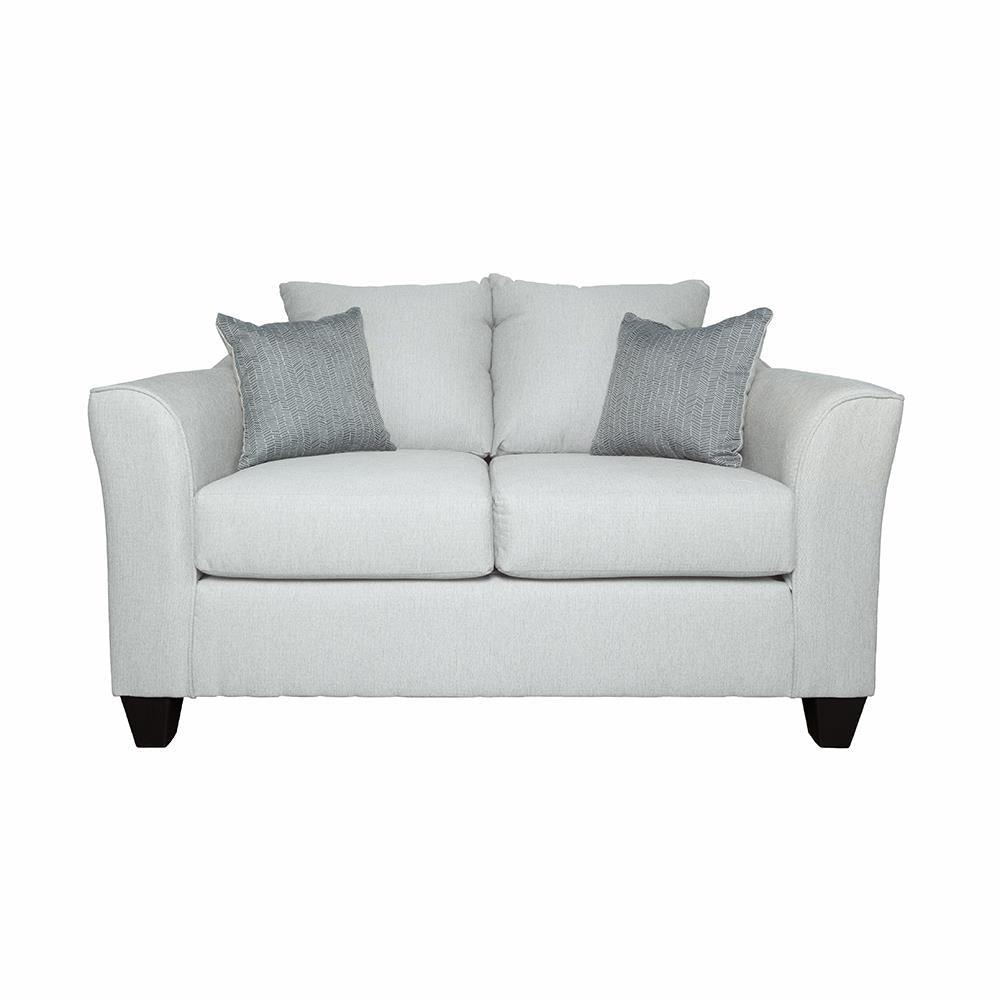 Salizar Gray Mist Upholstered Track Arm Fabric Loveseat - Image 2