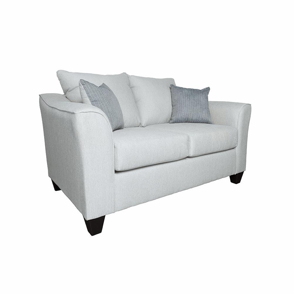 Salizar Gray Mist Upholstered Track Arm Fabric Loveseat - Image 3