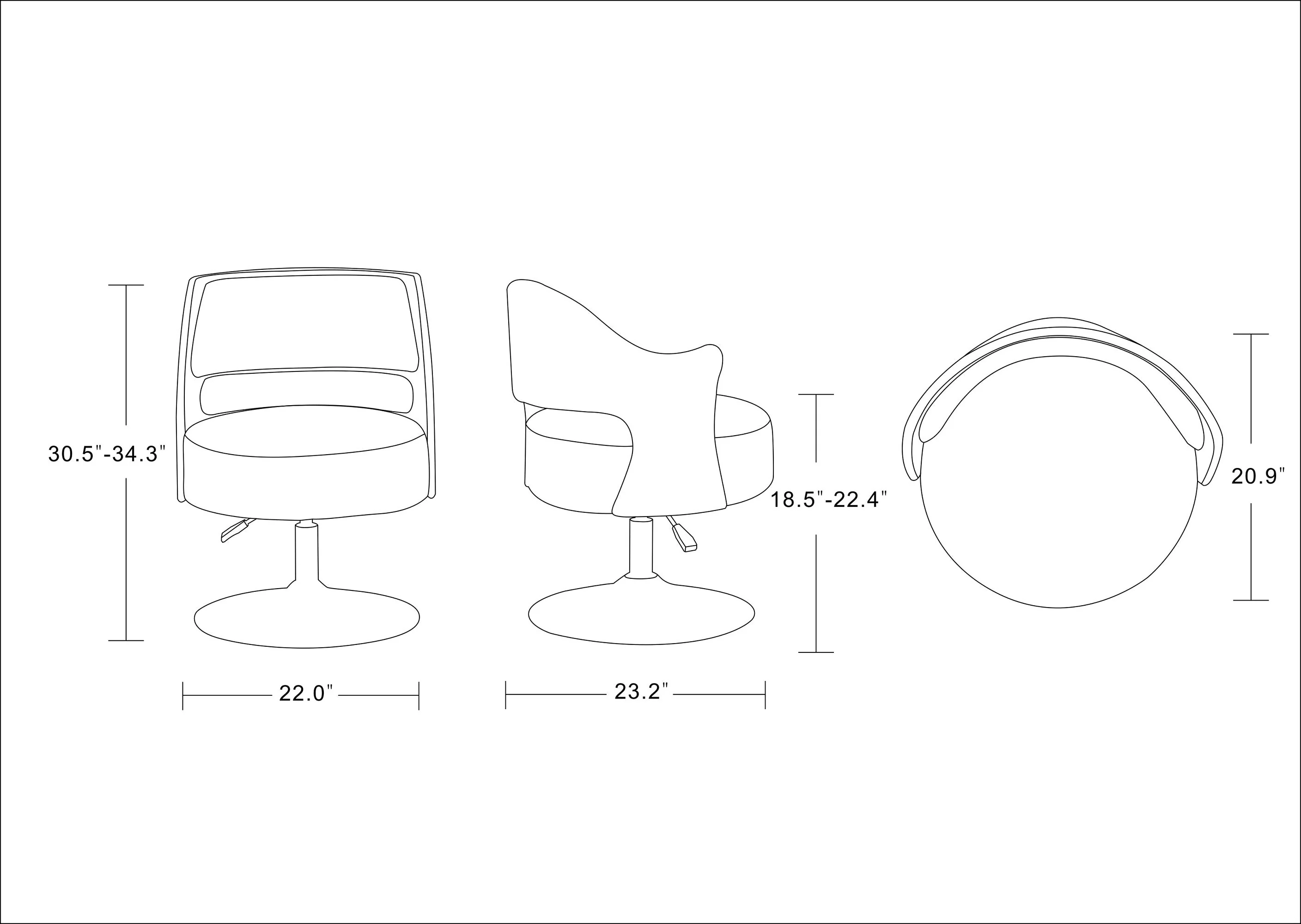 Salon Adjustable Height Swivel Accent Chair in White and Polished Chrome - Image 3