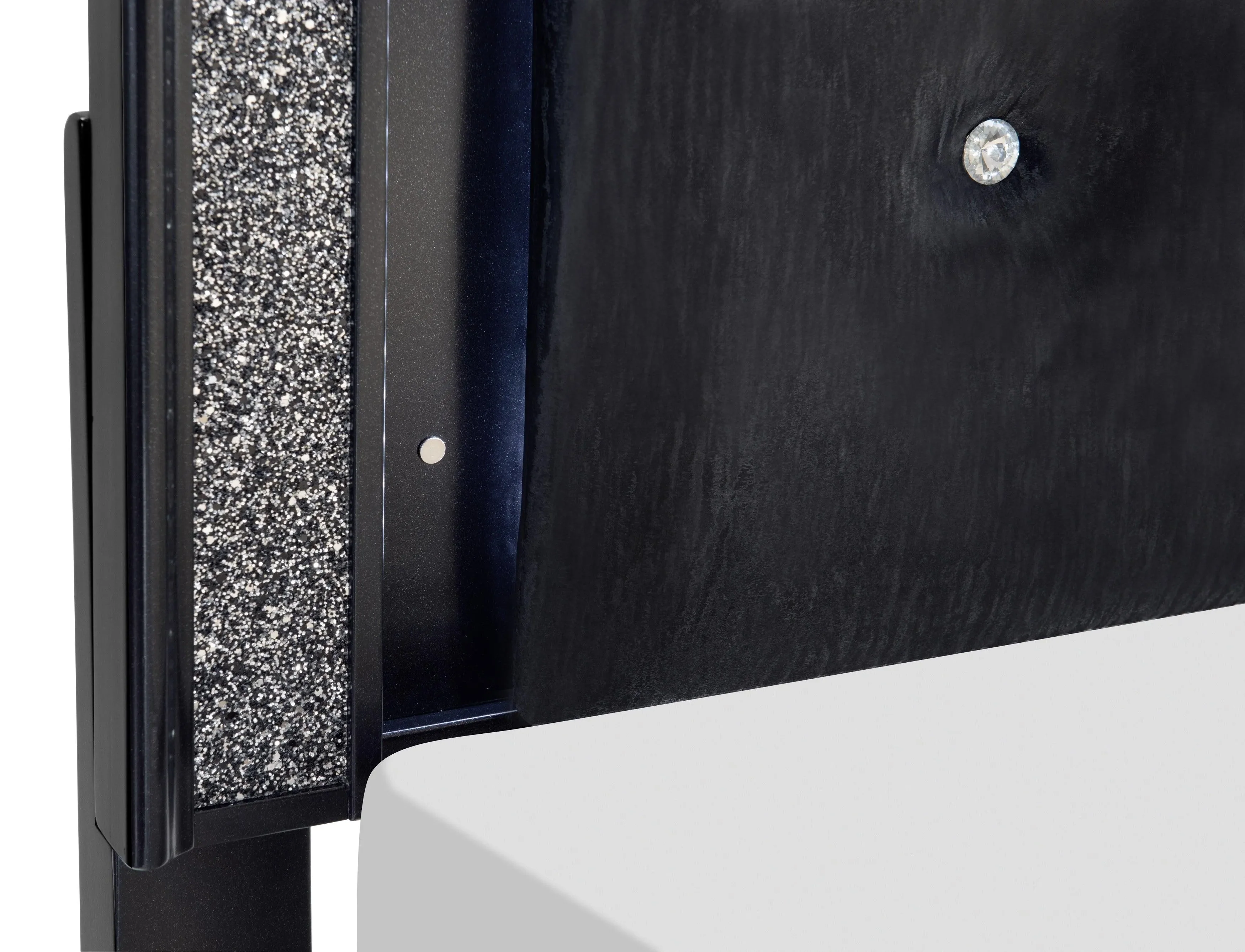 Salon Black Queen LED Upholstered Panel Bed - Image 3