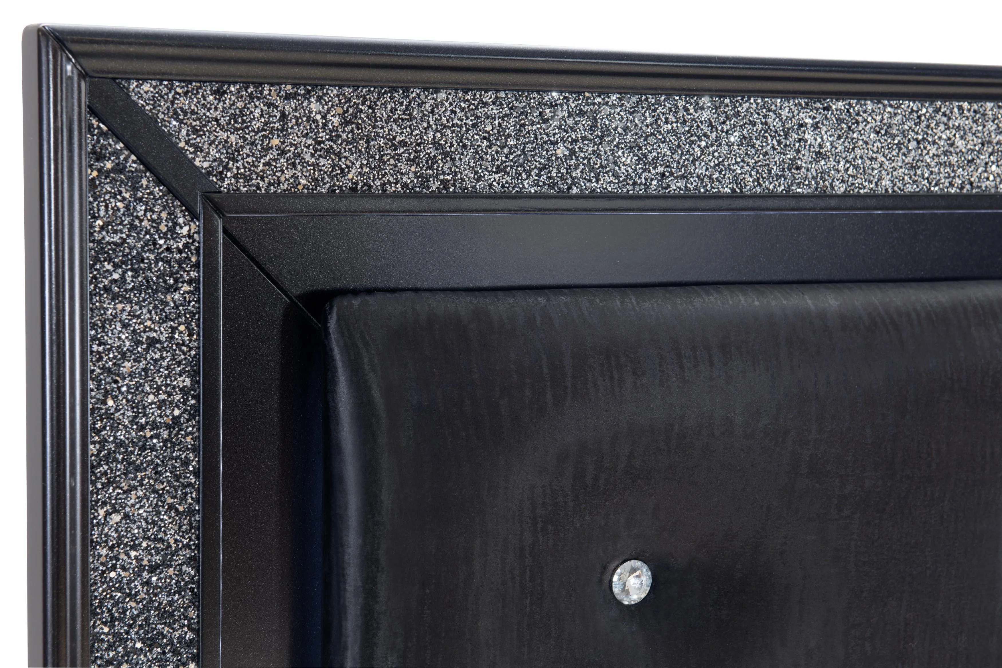 Salon Black Queen LED Upholstered Panel Bed - Image 4