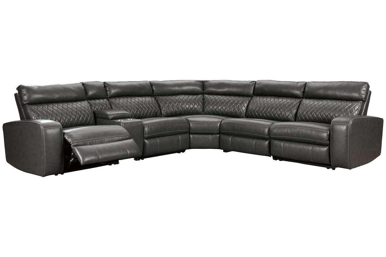 Samperstone Gray 6-Piece Power Reclining Modular Sectional - Image 6
