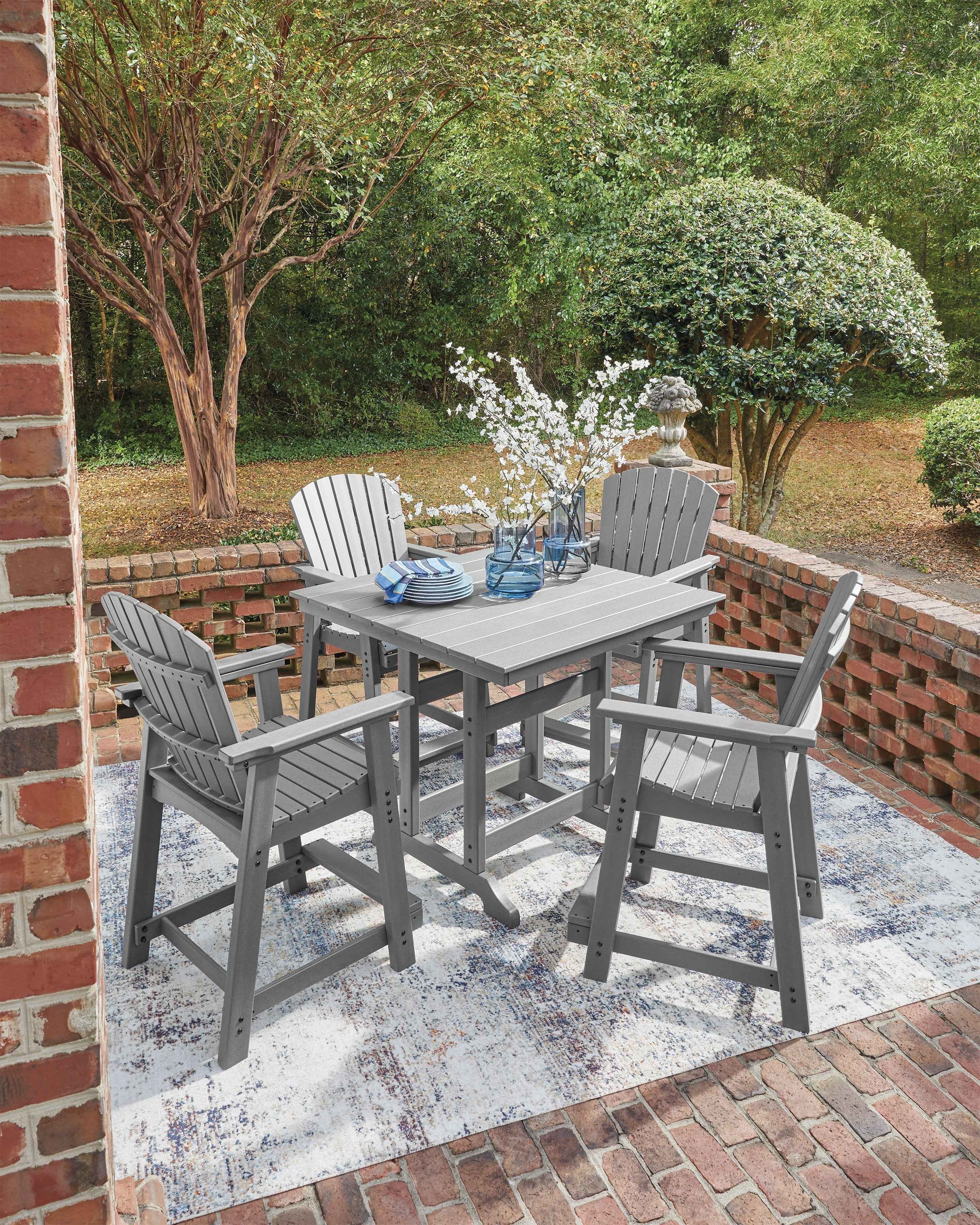 Sanctuary Beach Dark Gray Outdoor Counter Height Dining Set - Image 4