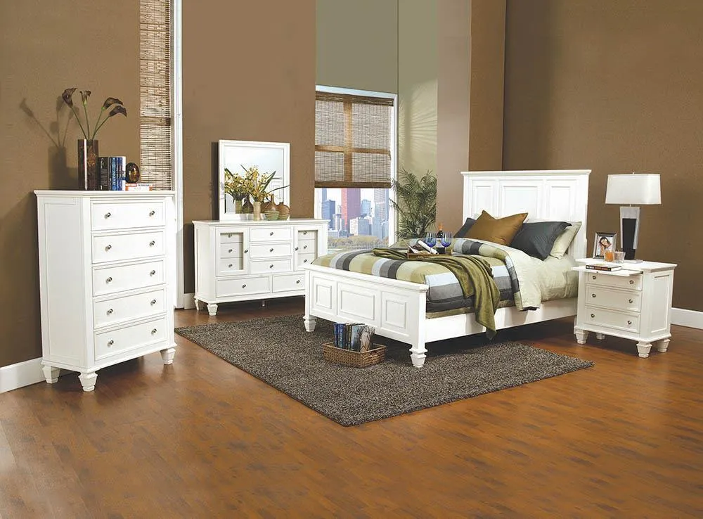 Sandy Beach White Queen Panel Bed with High Headboard - Image 2