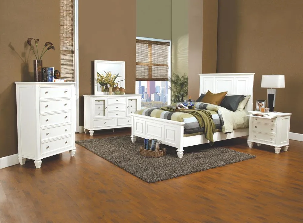 Sandy Beach White Queen Panel Bed with High Headboard - Image 3