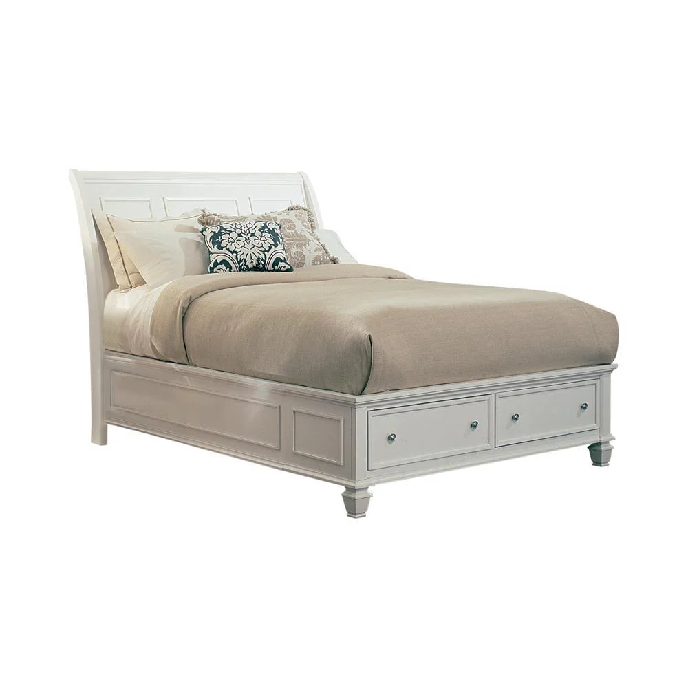 Sandy Beach White Queen Storage Sleigh Bed - Image 3