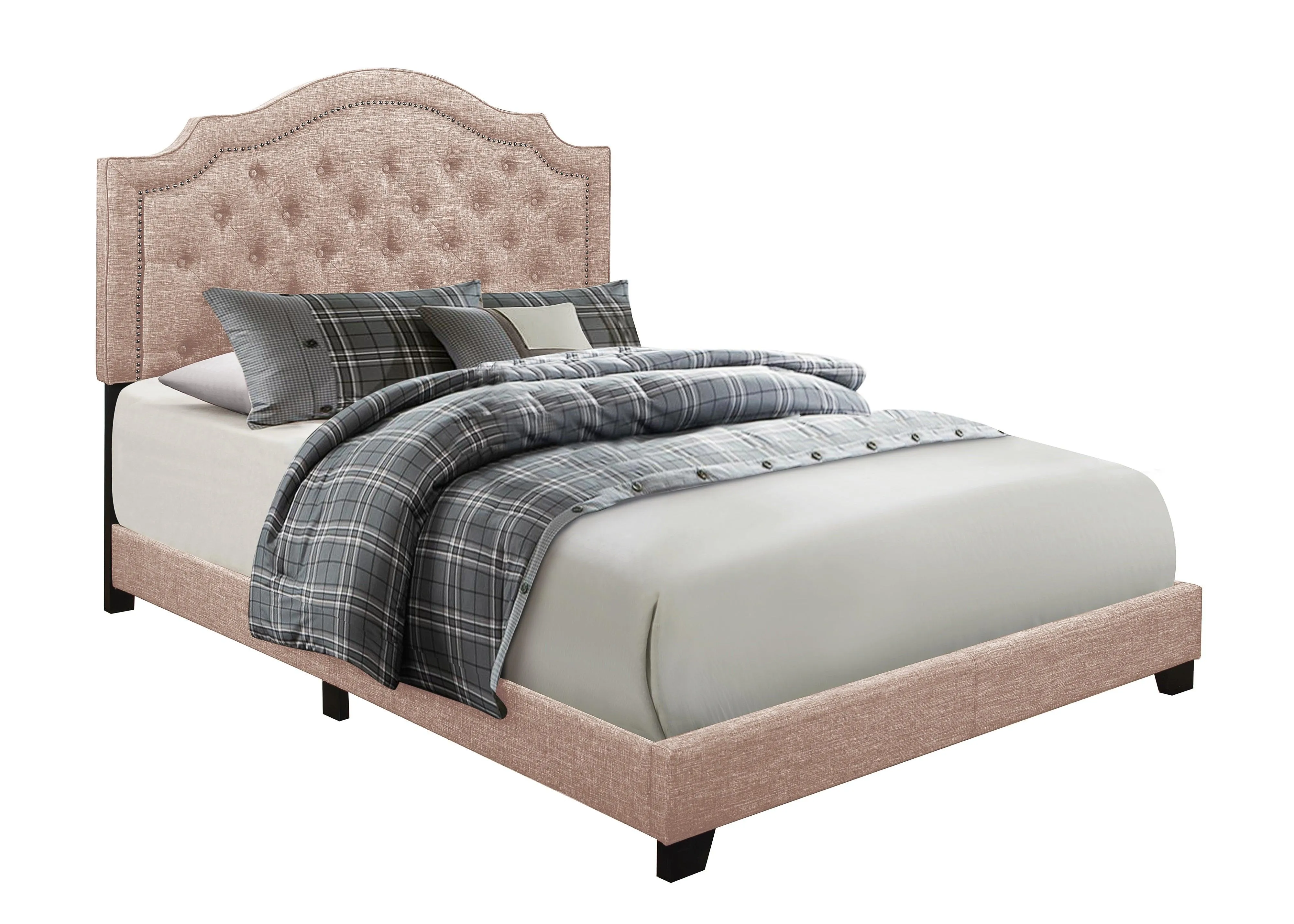 Sandy Beige Queen Upholstered Bed - Image 3