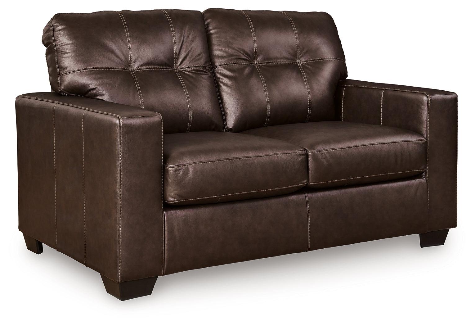 Santorine Dark Brown Leather Loveseat - Image 2