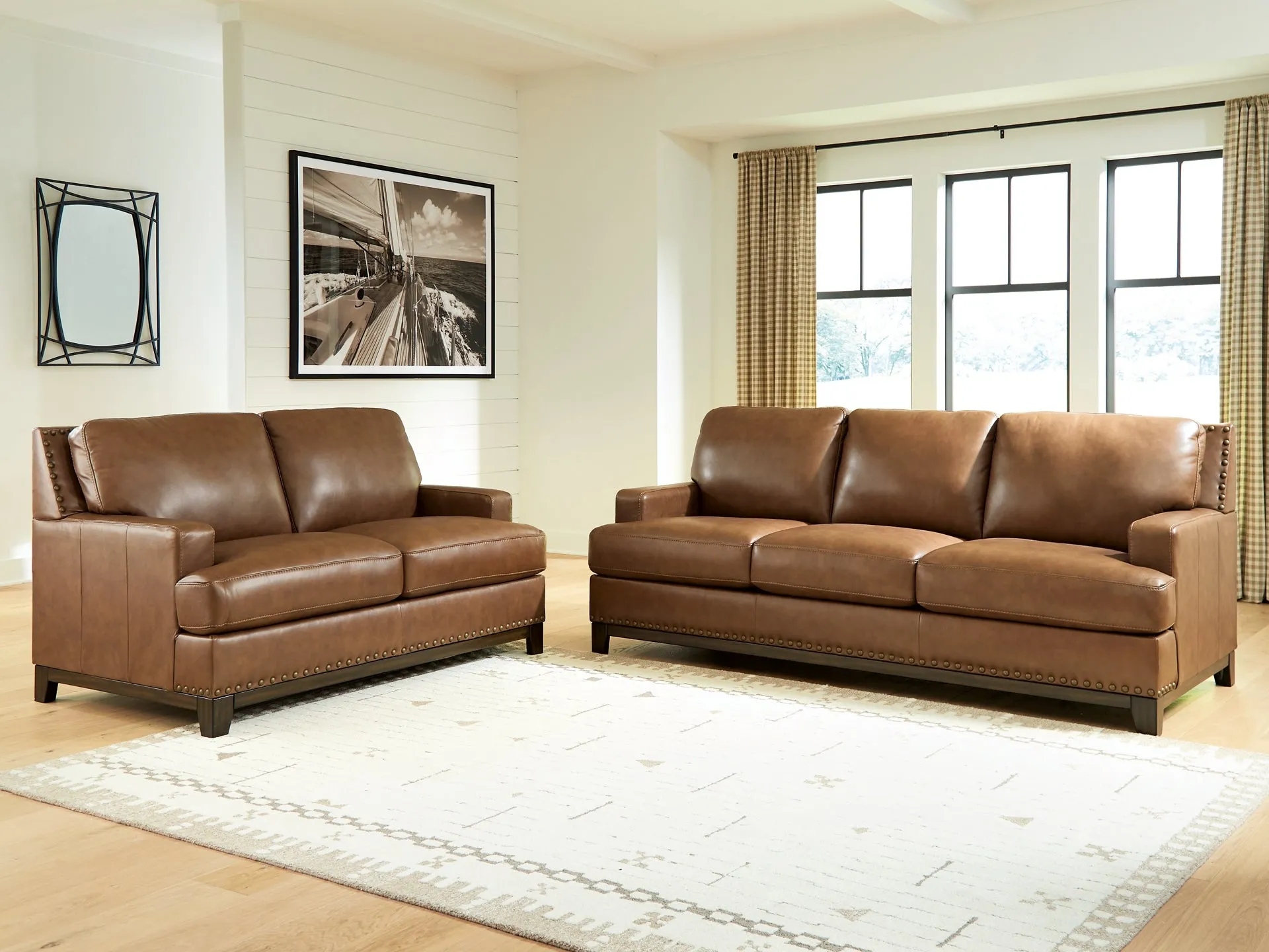 Saonara Amber Genuine Leather Sofa and Loveseat