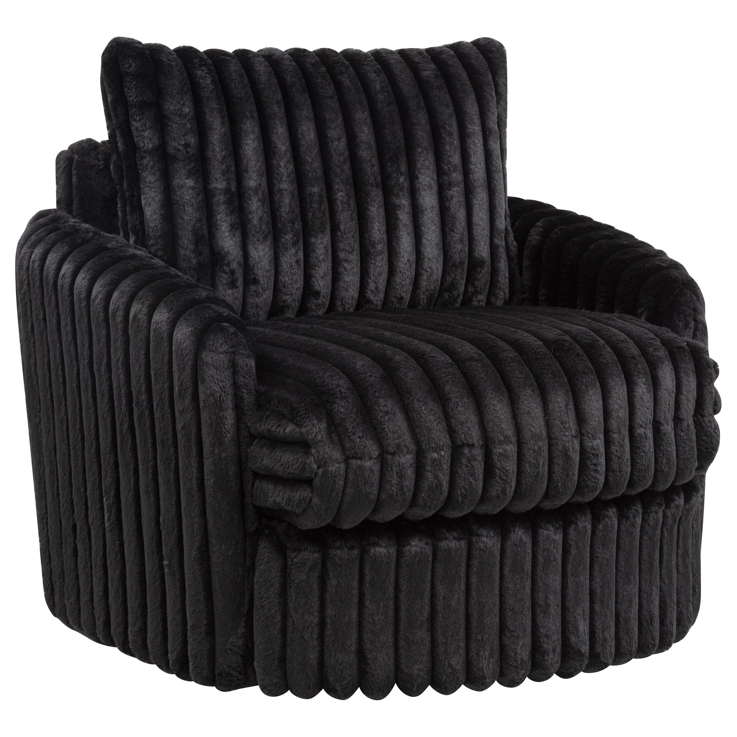Sarco Black Corduroy Upholstered Swivel Accent Arm Chair - Image 2