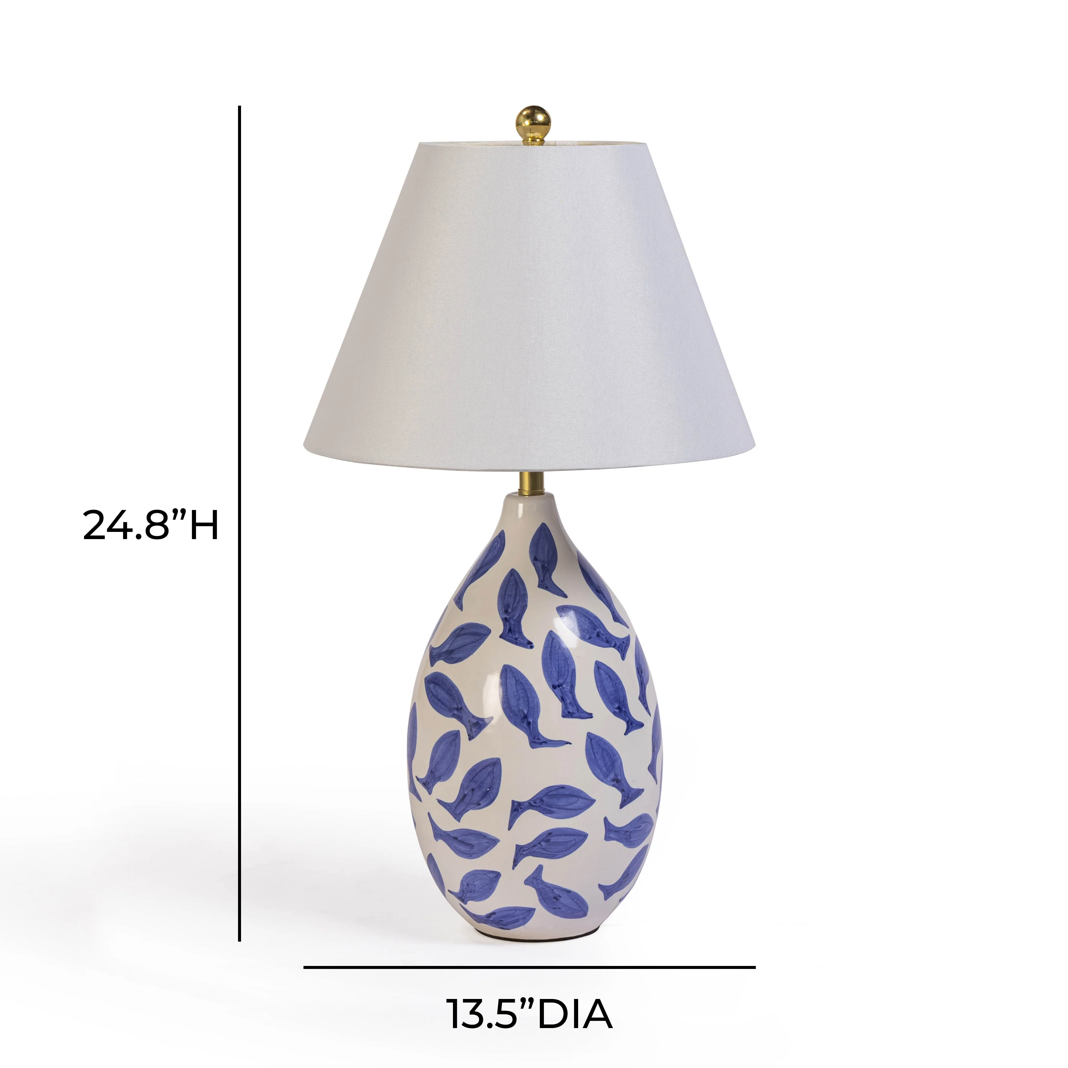 Sardine White & Blue Ceramic Table Lamp - Image 5