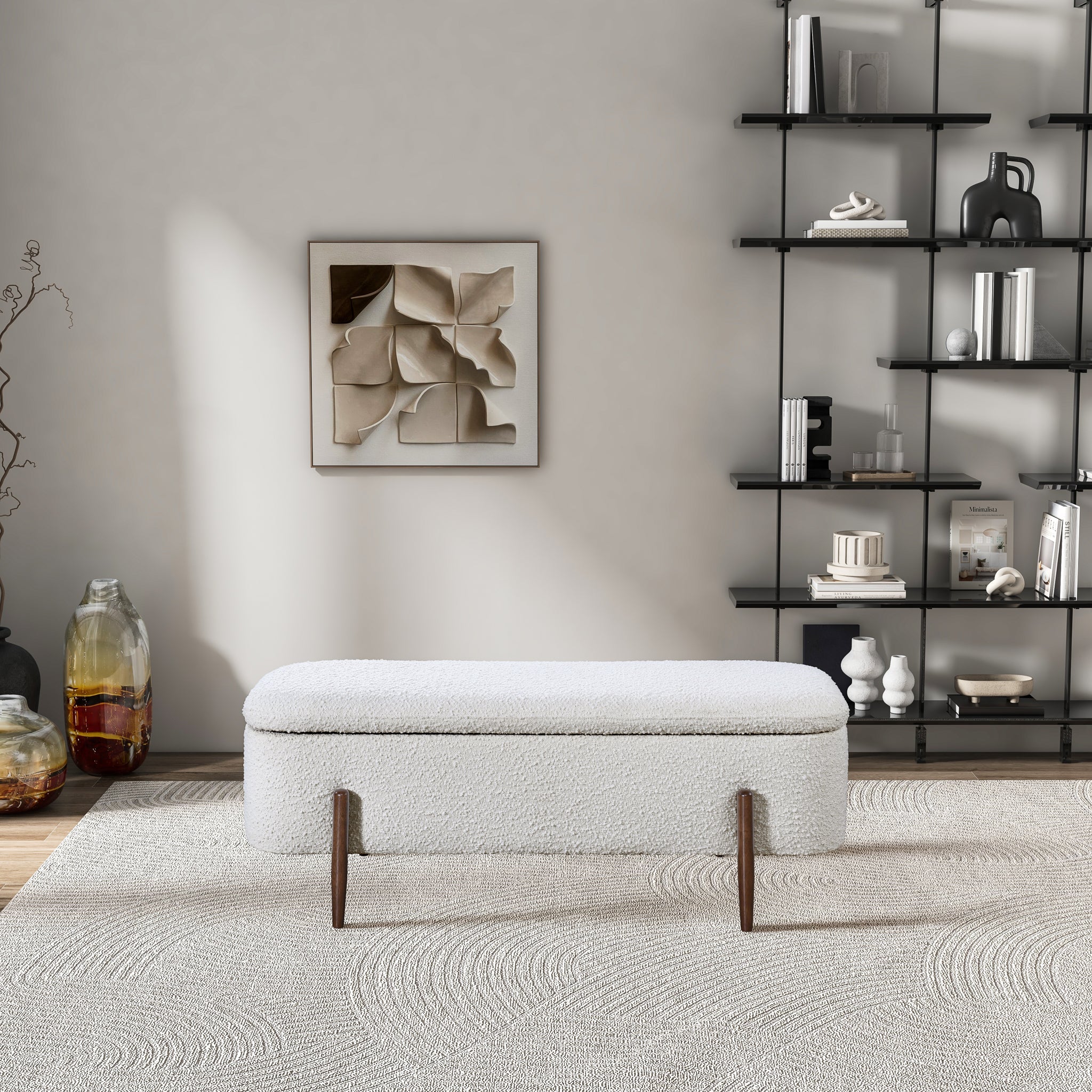 Sarna Ivory Boucle Bench - Image 2