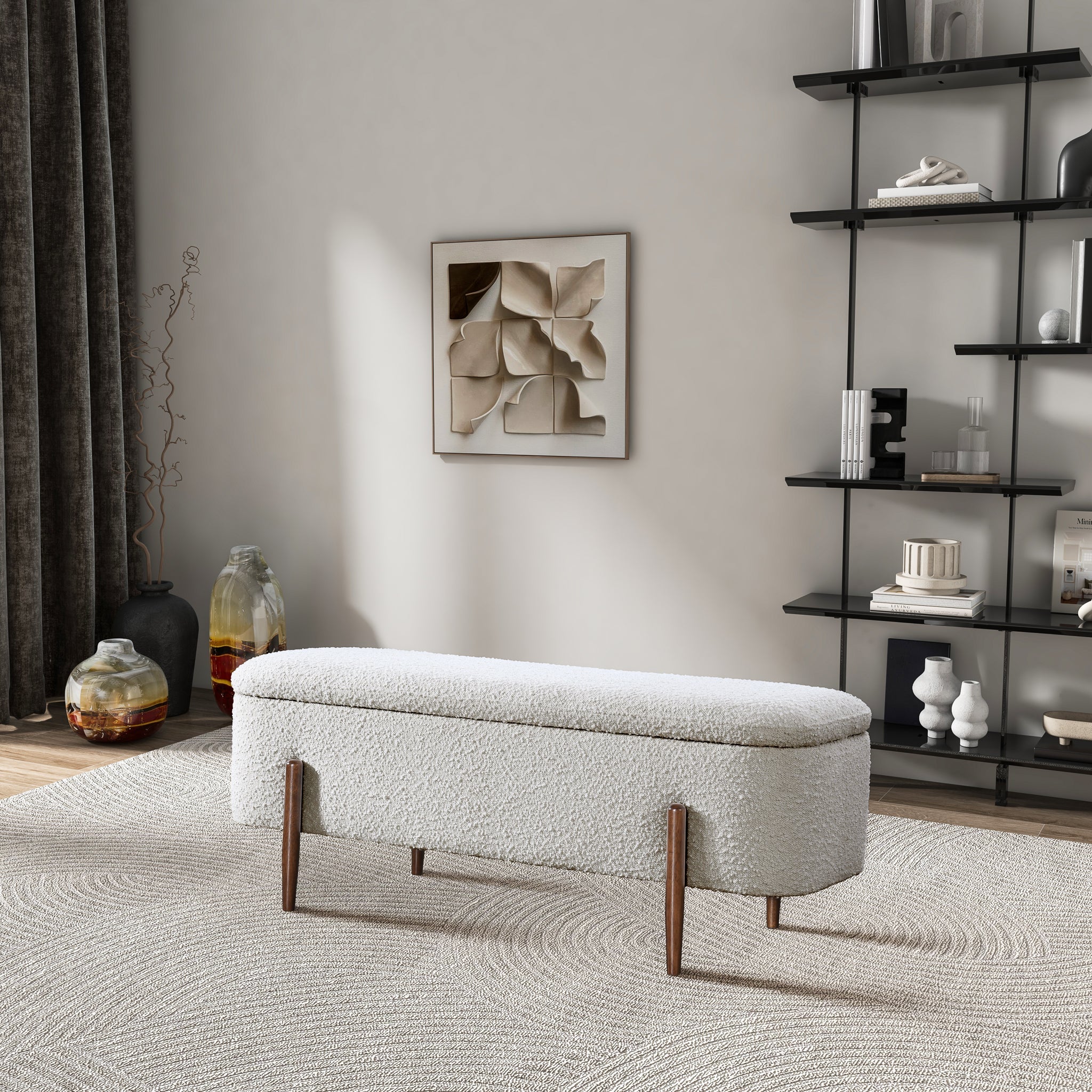 Sarna Ivory Boucle Bench - Image 3