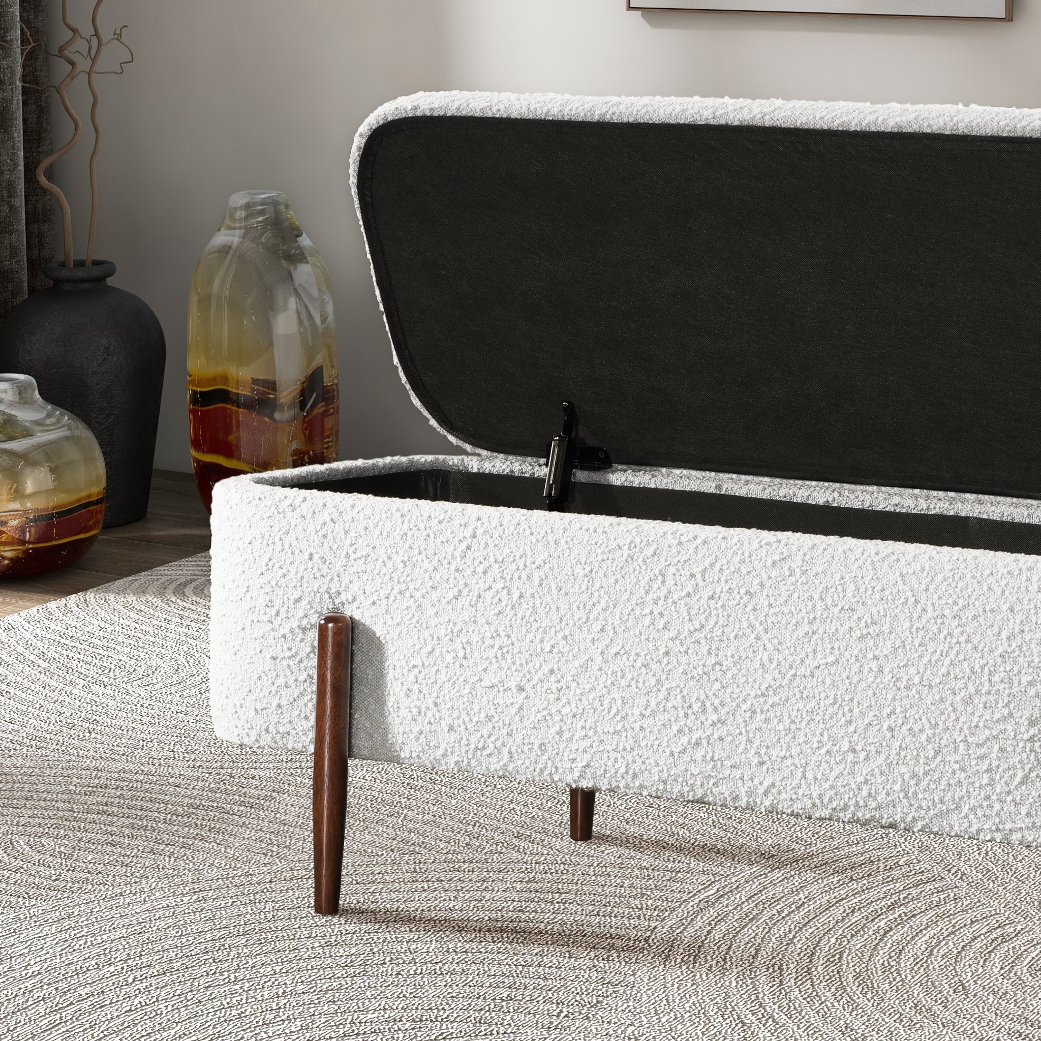 Sarna Ivory Boucle Bench - Image 4