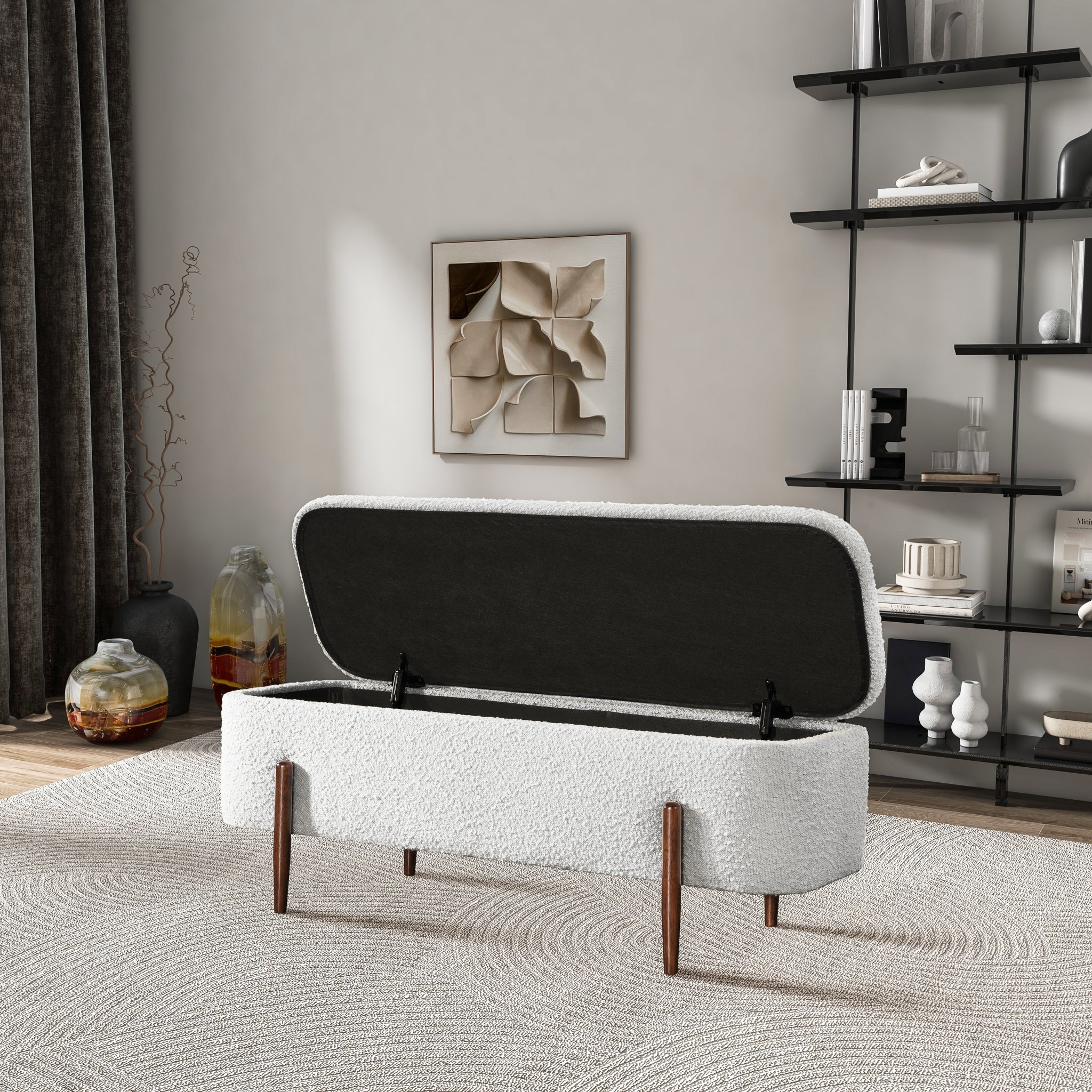 Sarna Ivory Boucle Bench - Image 5