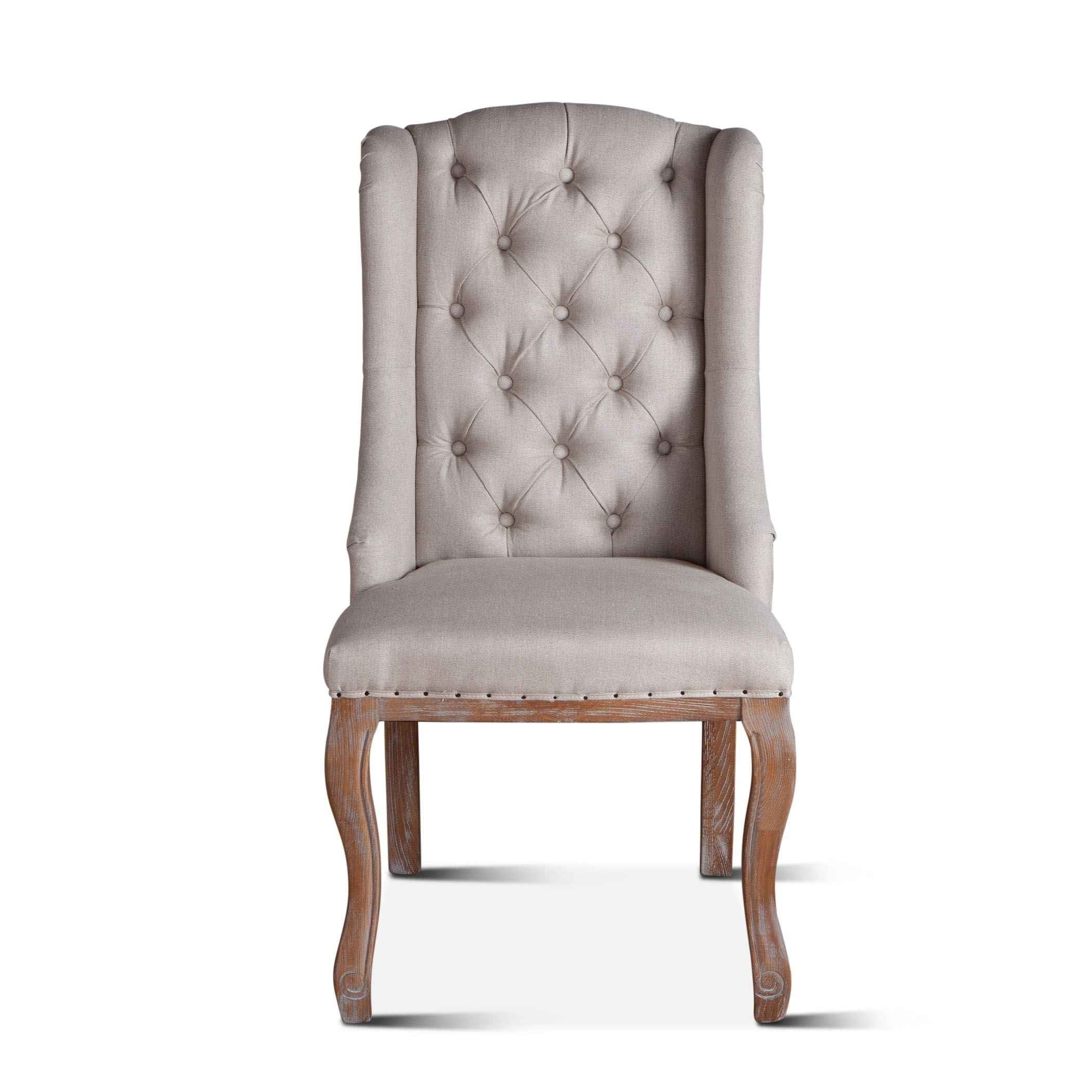 Satine 25" Dining Chair in Off White Linen with Napoleon Legs - Image 2