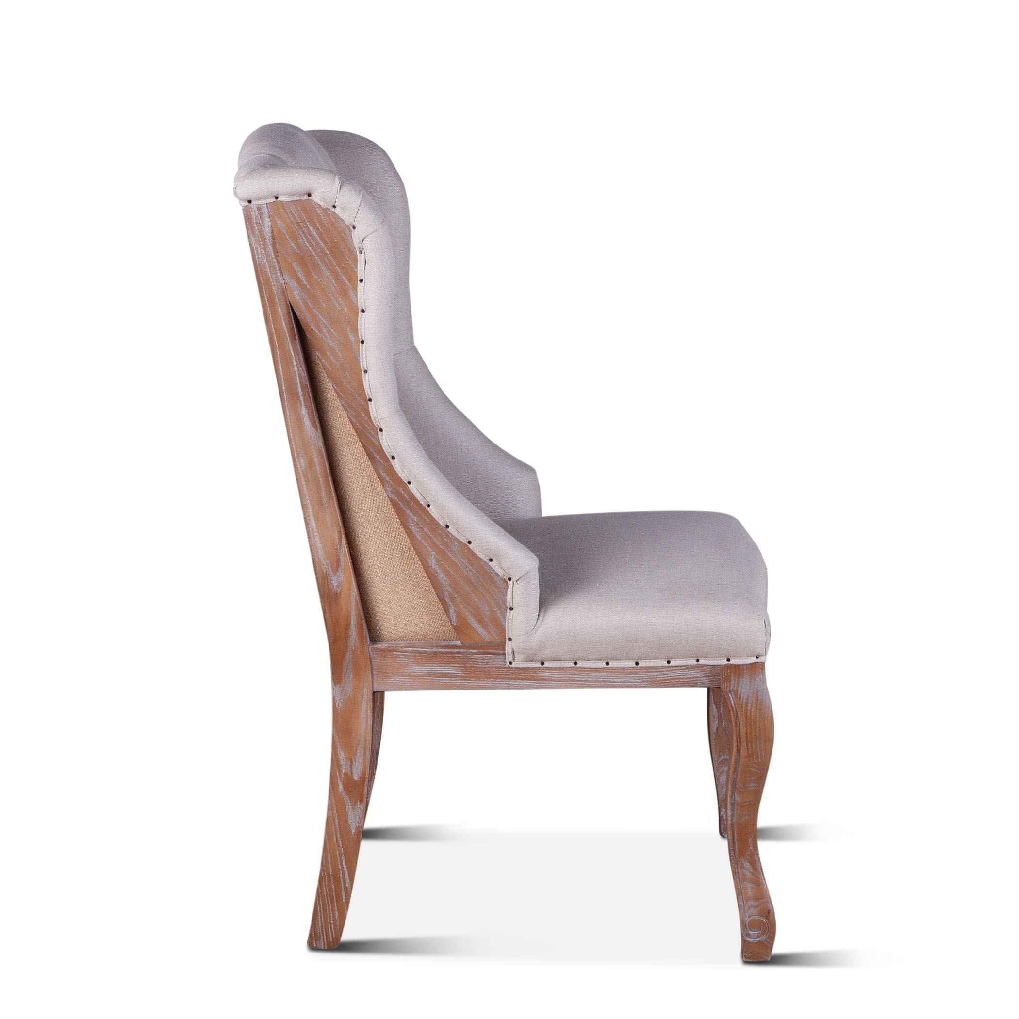 Satine 25" Dining Chair in Off White Linen with Napoleon Legs - Image 3