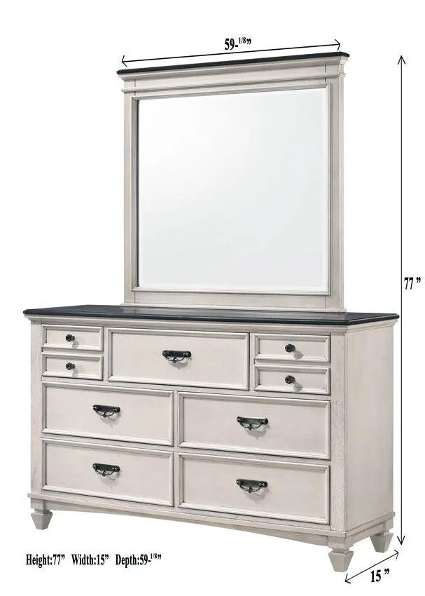 Sawyer Antique White and Brown Bedroom Mirror (Mirror Only) - Image 4