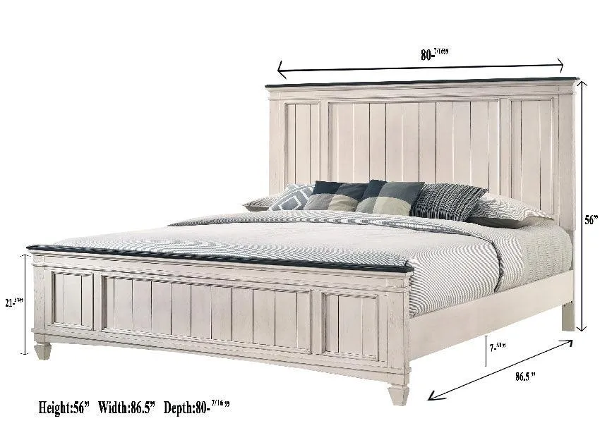 Sawyer Antique White and Brown King Panel Bed - Image 3