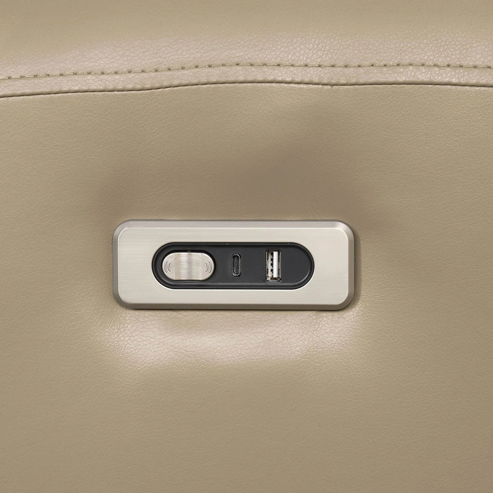 Schlieren Beige Leatherette Reclining Living Room Set - Image 3