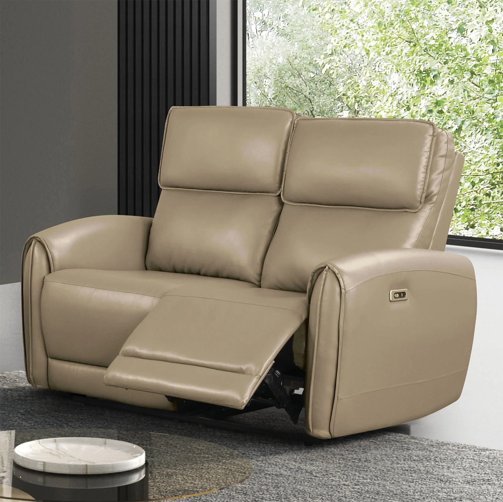 Schlieren Beige Leatherette Reclining Living Room Set - Image 4