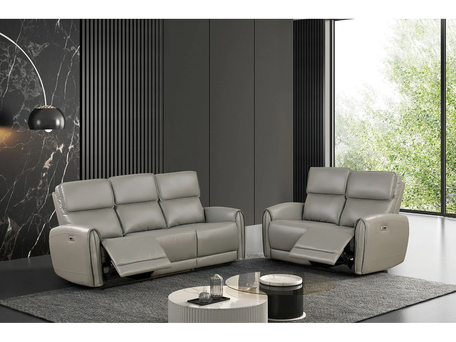Schlieren Gray Leatherette Reclining Living Room Set