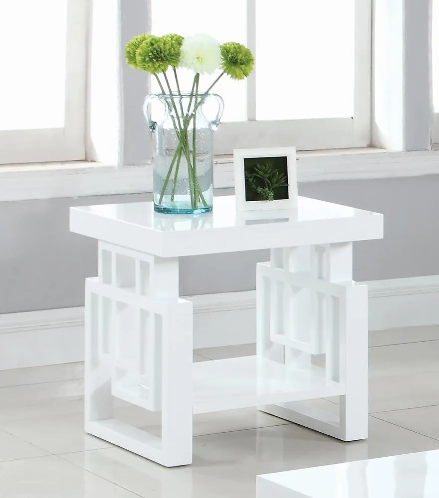 Schmitt High Glossy White Rectangular End Table