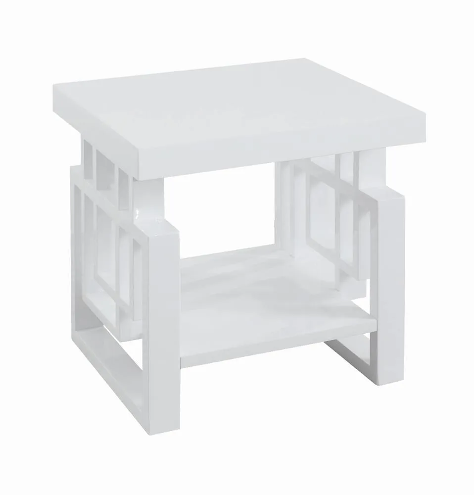 Schmitt High Glossy White Rectangular End Table - Image 4