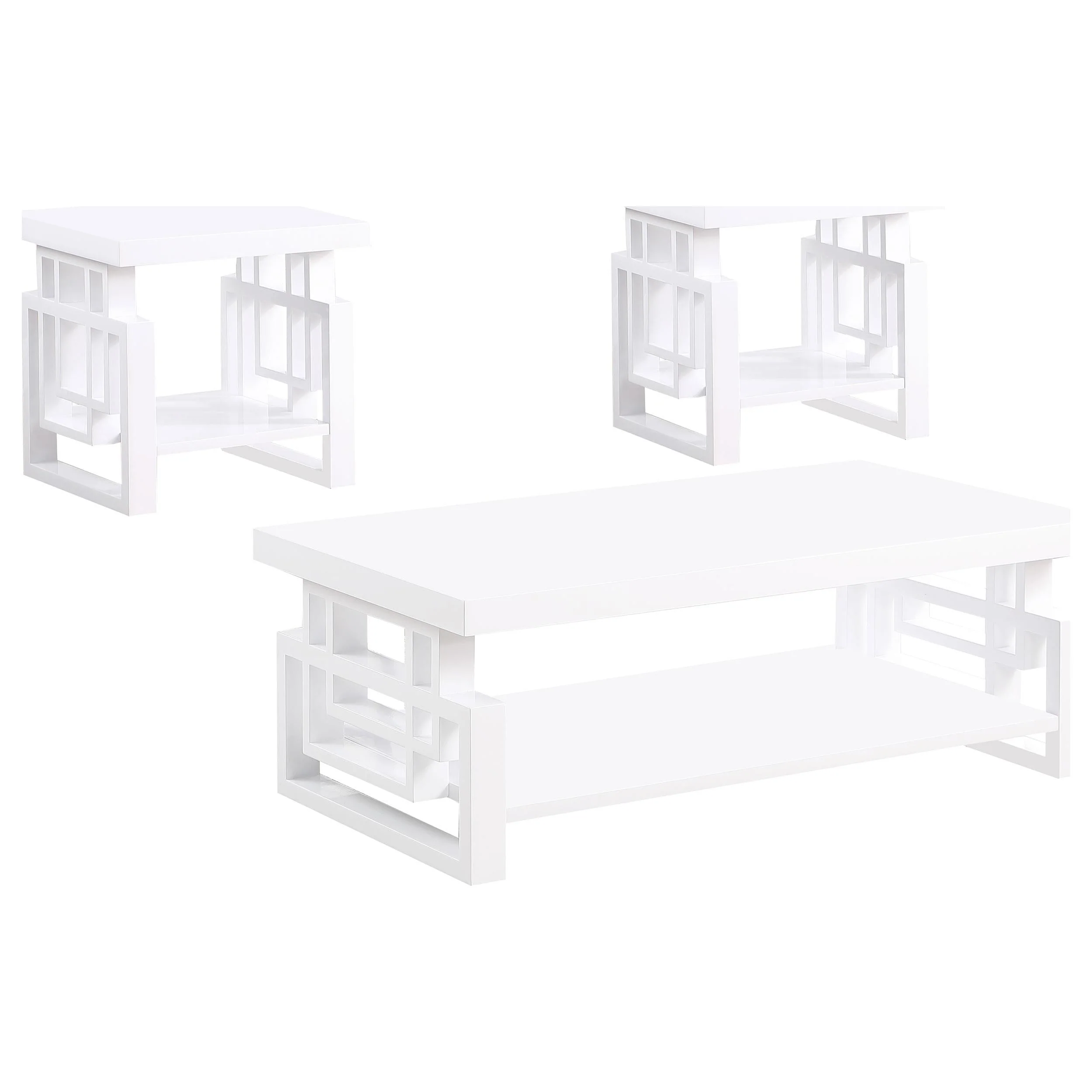 Schmitt White 3-Piece High Gloss Coffee and End Table Set - Image 2