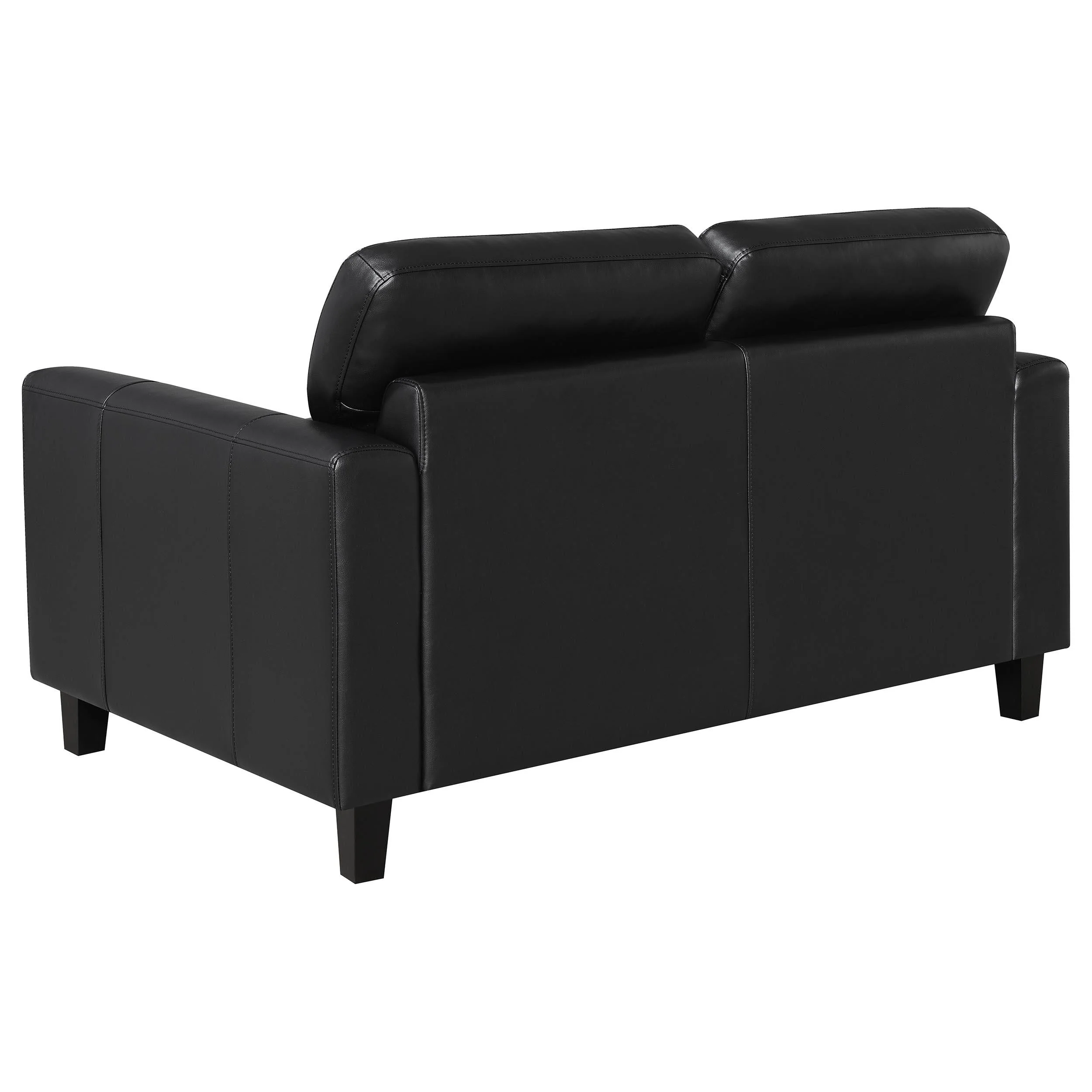 Scotland 2-piece Faux Leather Upholstered Sofa Set Black - Image 9