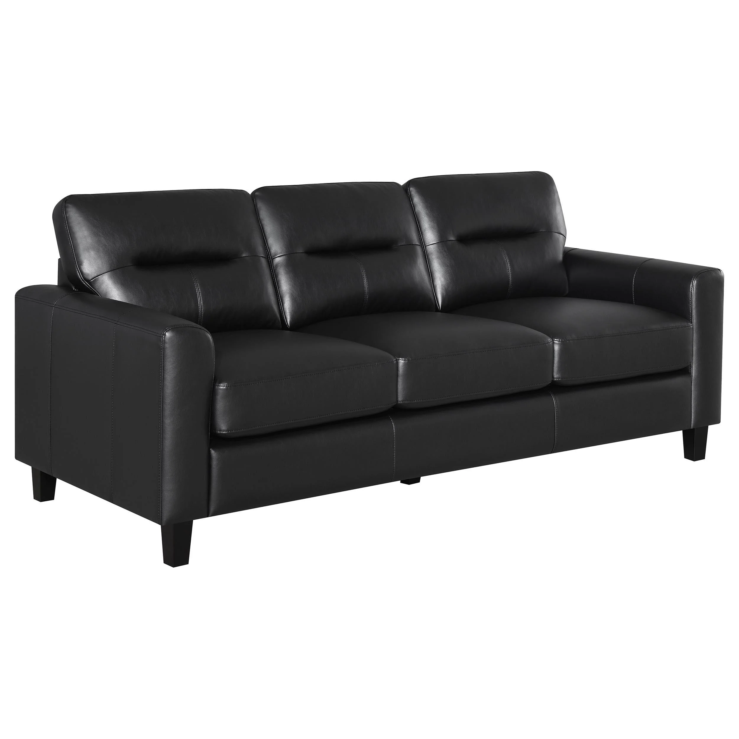 Scotland 3-piece Faux Leather Upholstered Sofa Set Black - Image 3