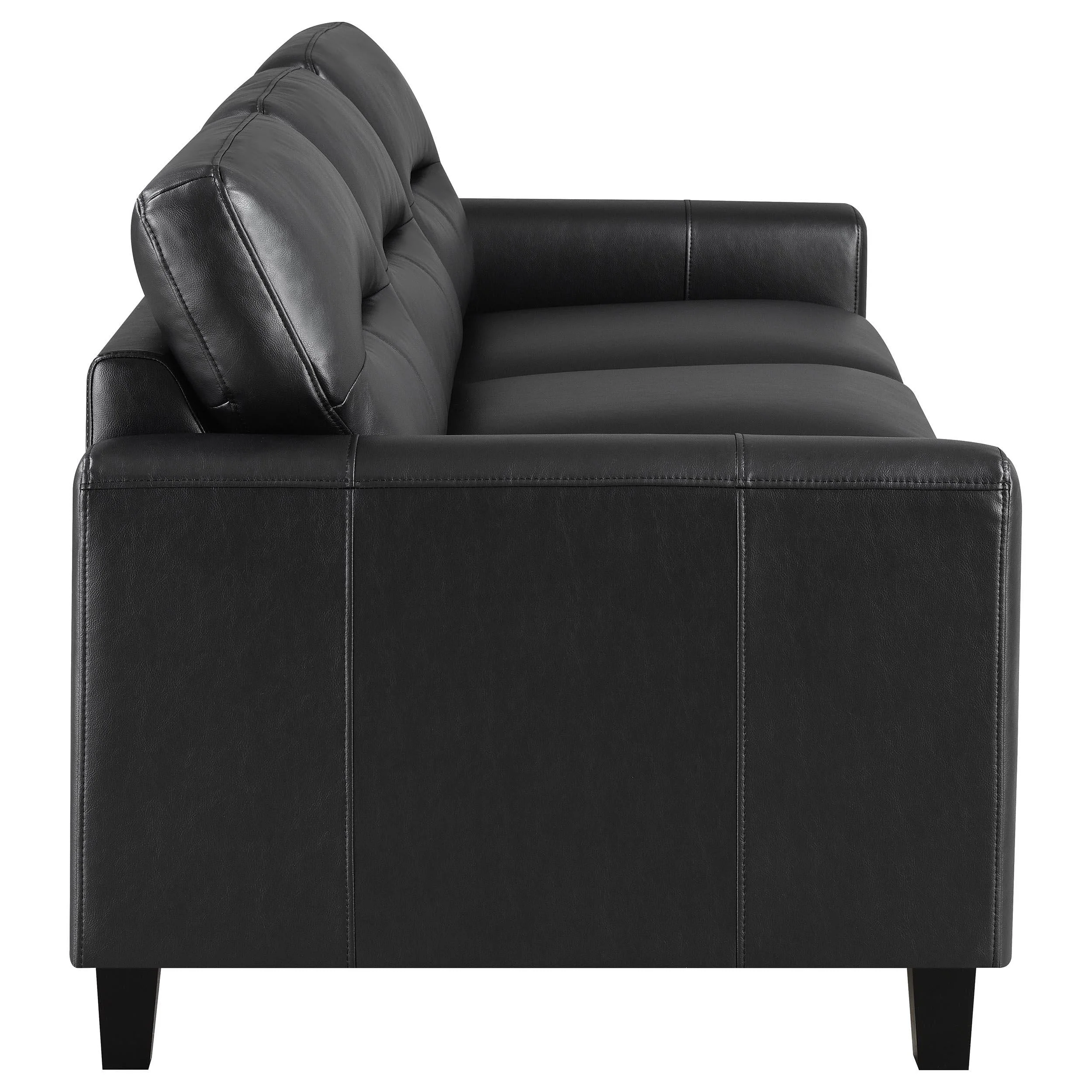 Scotland 3-piece Faux Leather Upholstered Sofa Set Black - Image 6