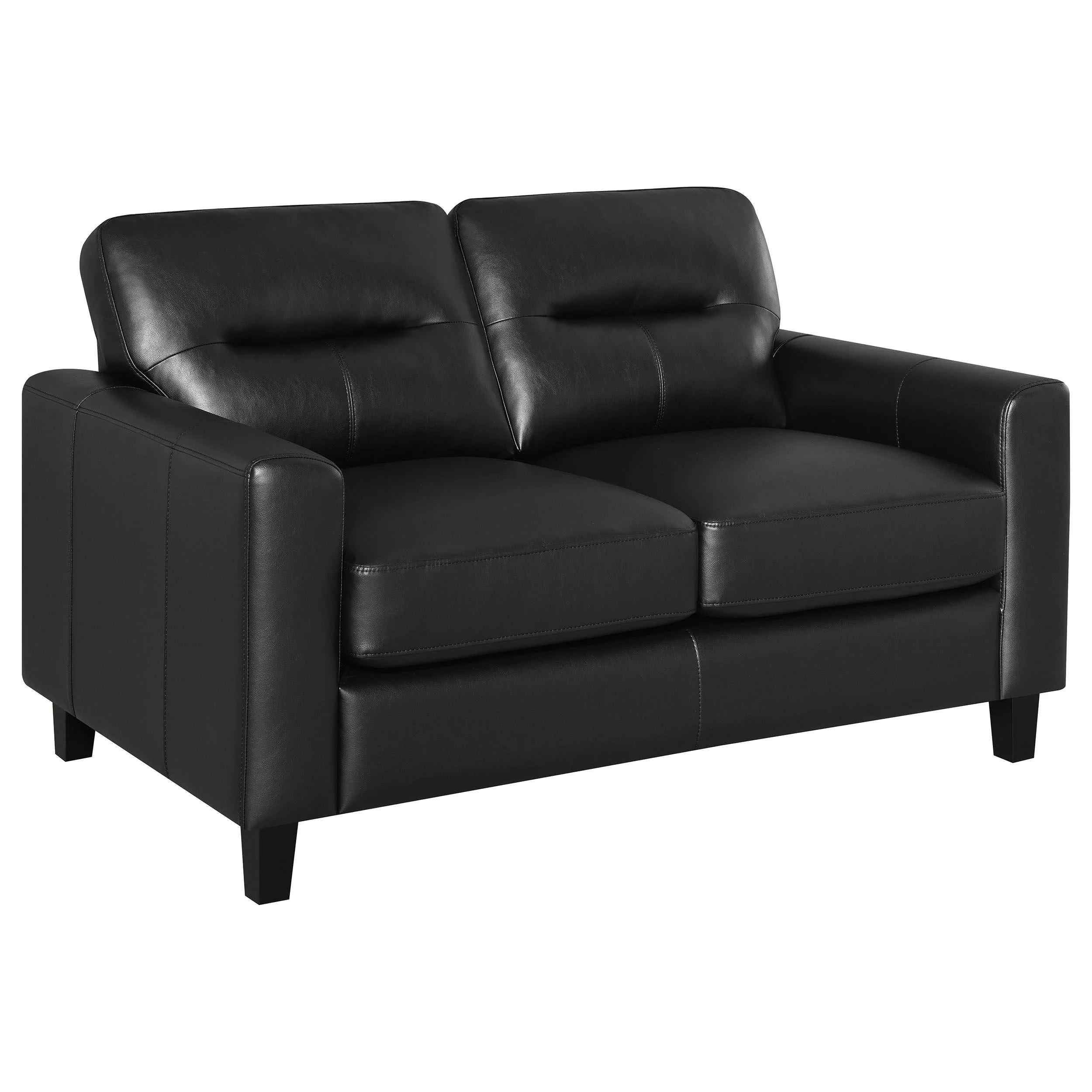 Scotland 3-piece Faux Leather Upholstered Sofa Set Black - Image 7