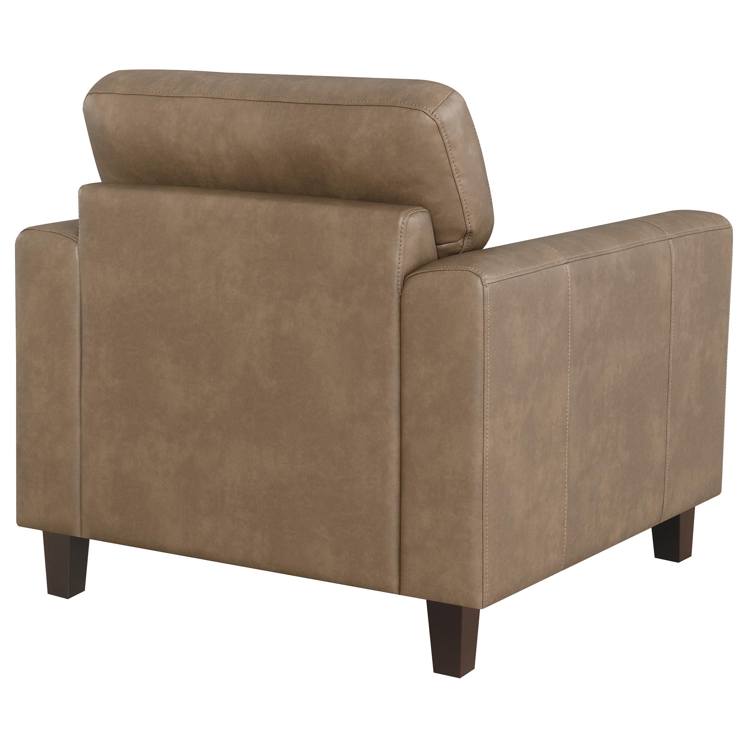 Scotland Brown Faux Leather Upholstered Track Arm Chair - Image 6