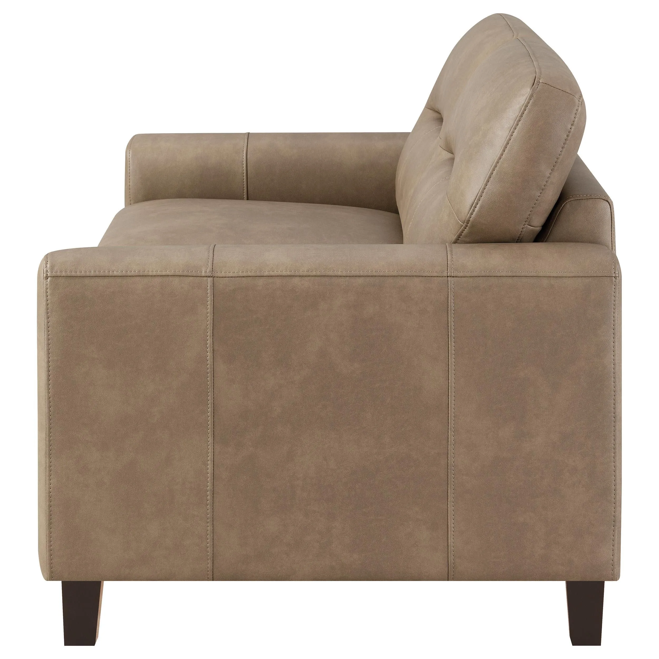 Scotland Brown Faux Leather Upholstered Track Arm Loveseat - Image 5