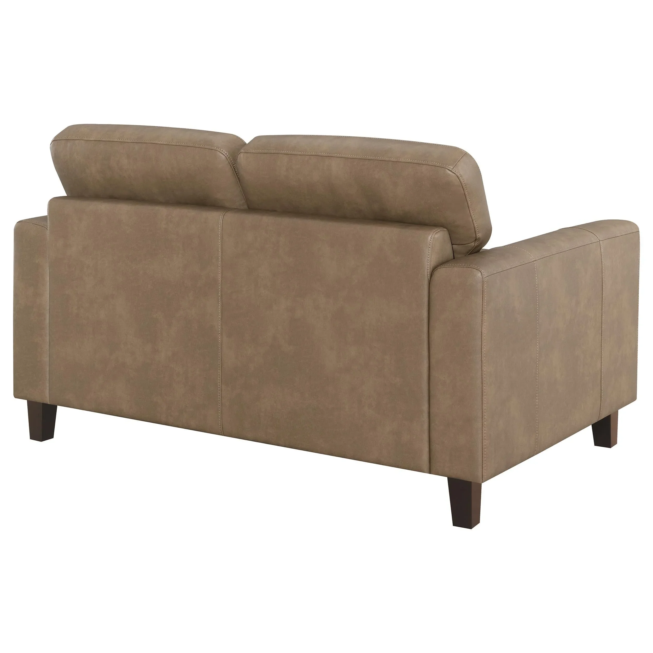 Scotland Brown Faux Leather Upholstered Track Arm Loveseat - Image 7
