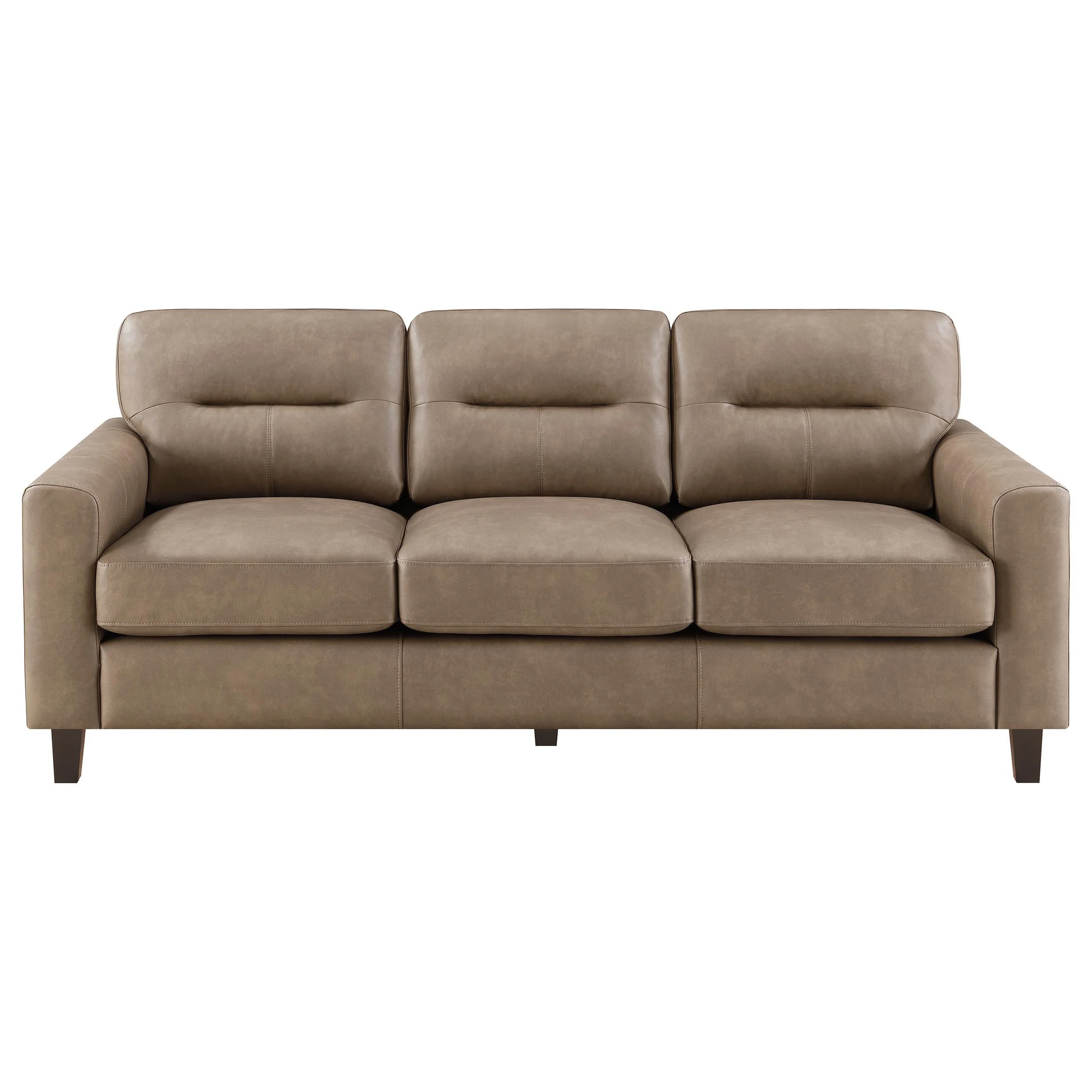 Scotland Brown Faux Leather Upholstered Track Arm Sofa - Image 2