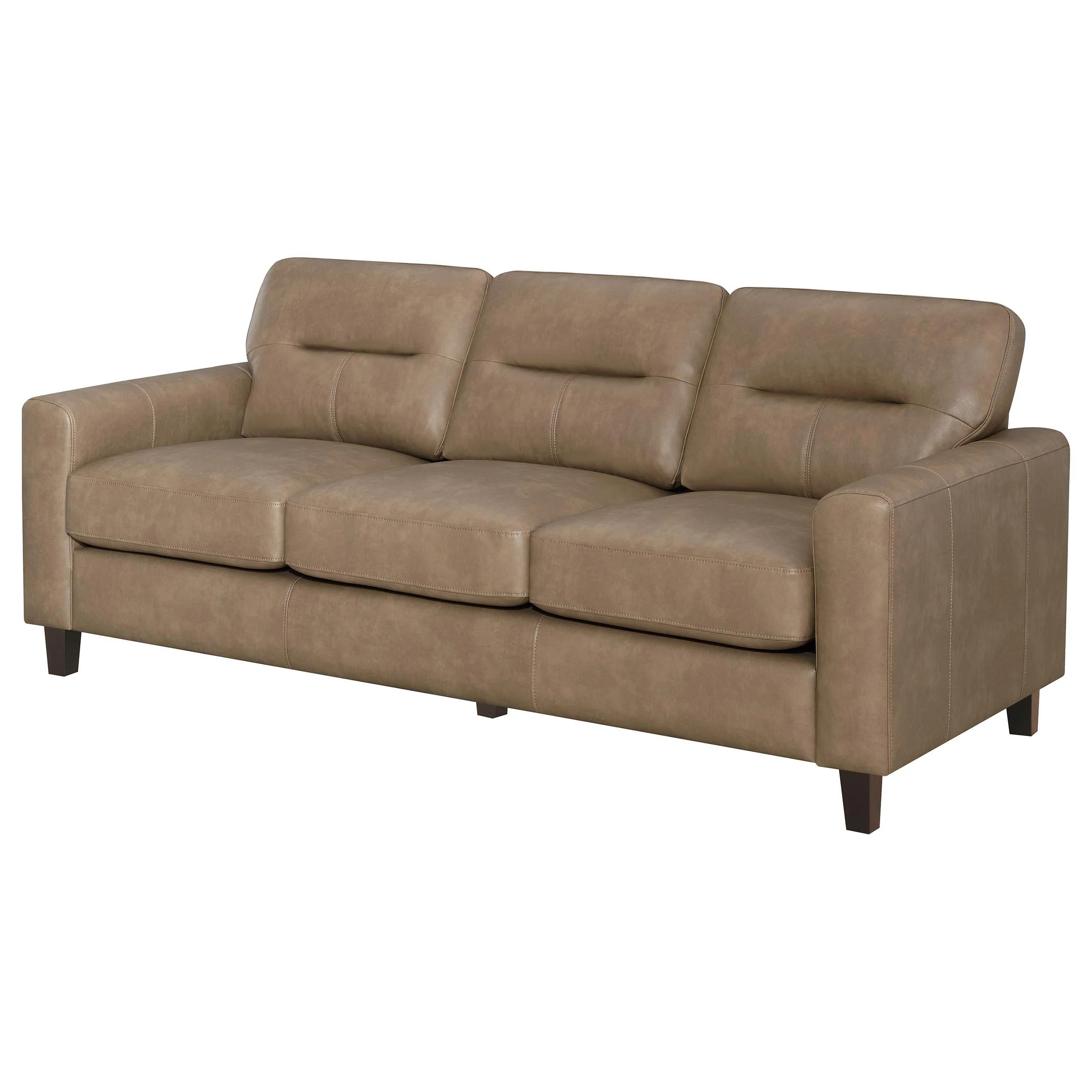Scotland Brown Faux Leather Upholstered Track Arm Sofa - Image 4