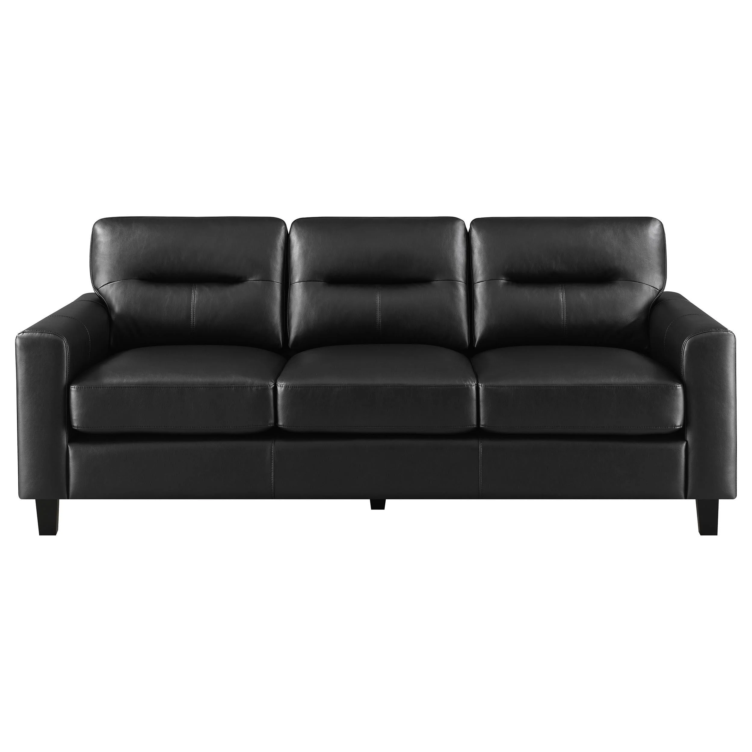 Scotland Faux Leather Upholstered Track Arm Sofa Black - Image 2