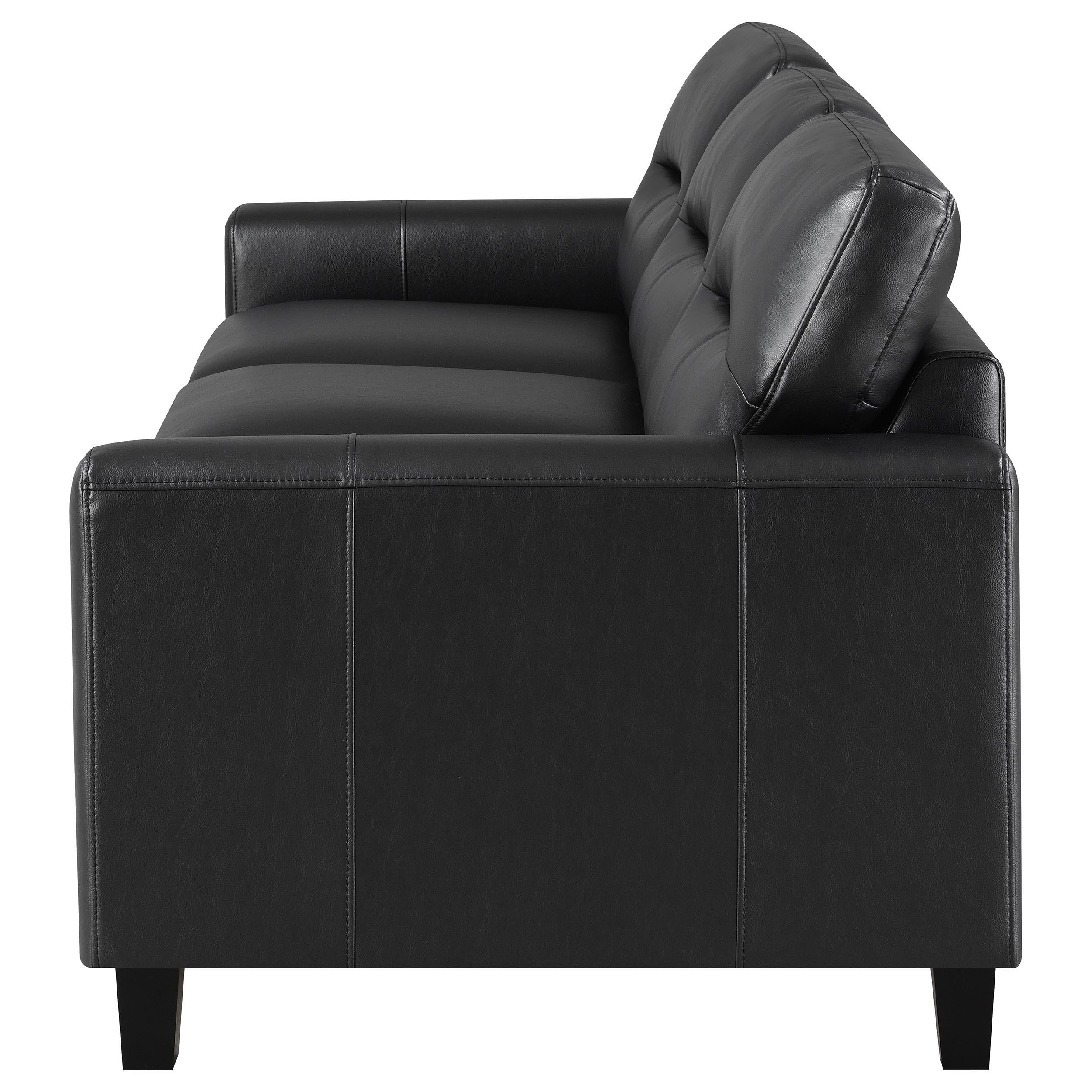 Scotland Faux Leather Upholstered Track Arm Sofa Black - Image 5