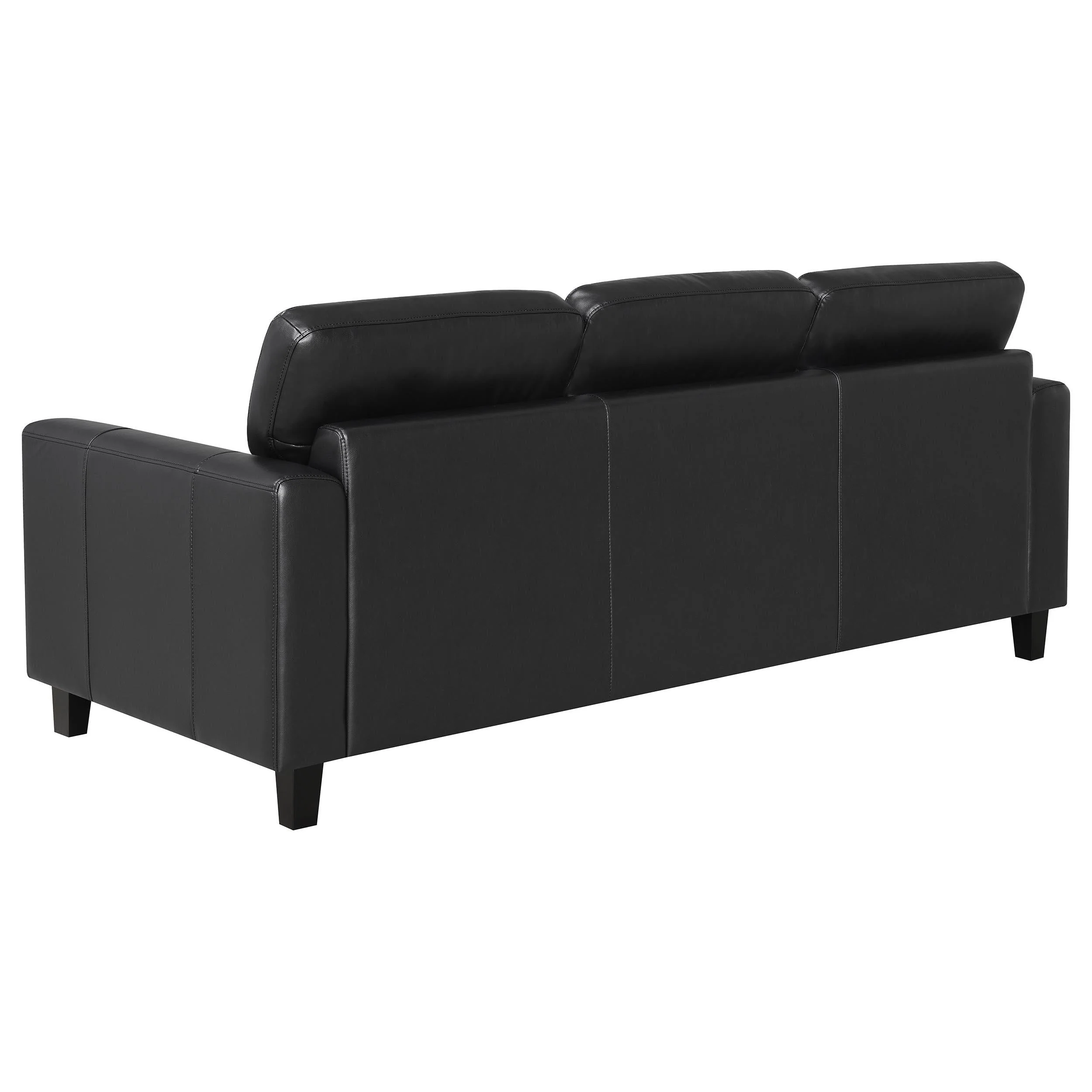 Scotland Faux Leather Upholstered Track Arm Sofa Black - Image 6
