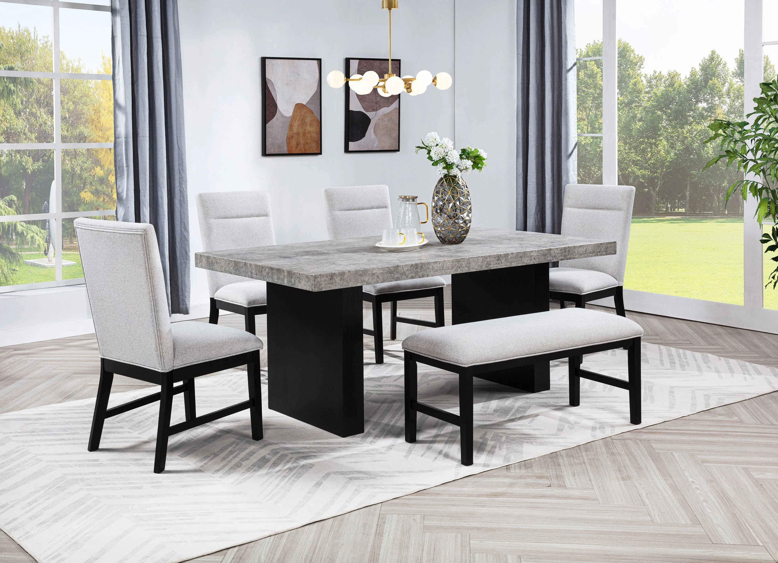 Sebastian Black and Gray Dining Table - Image 4