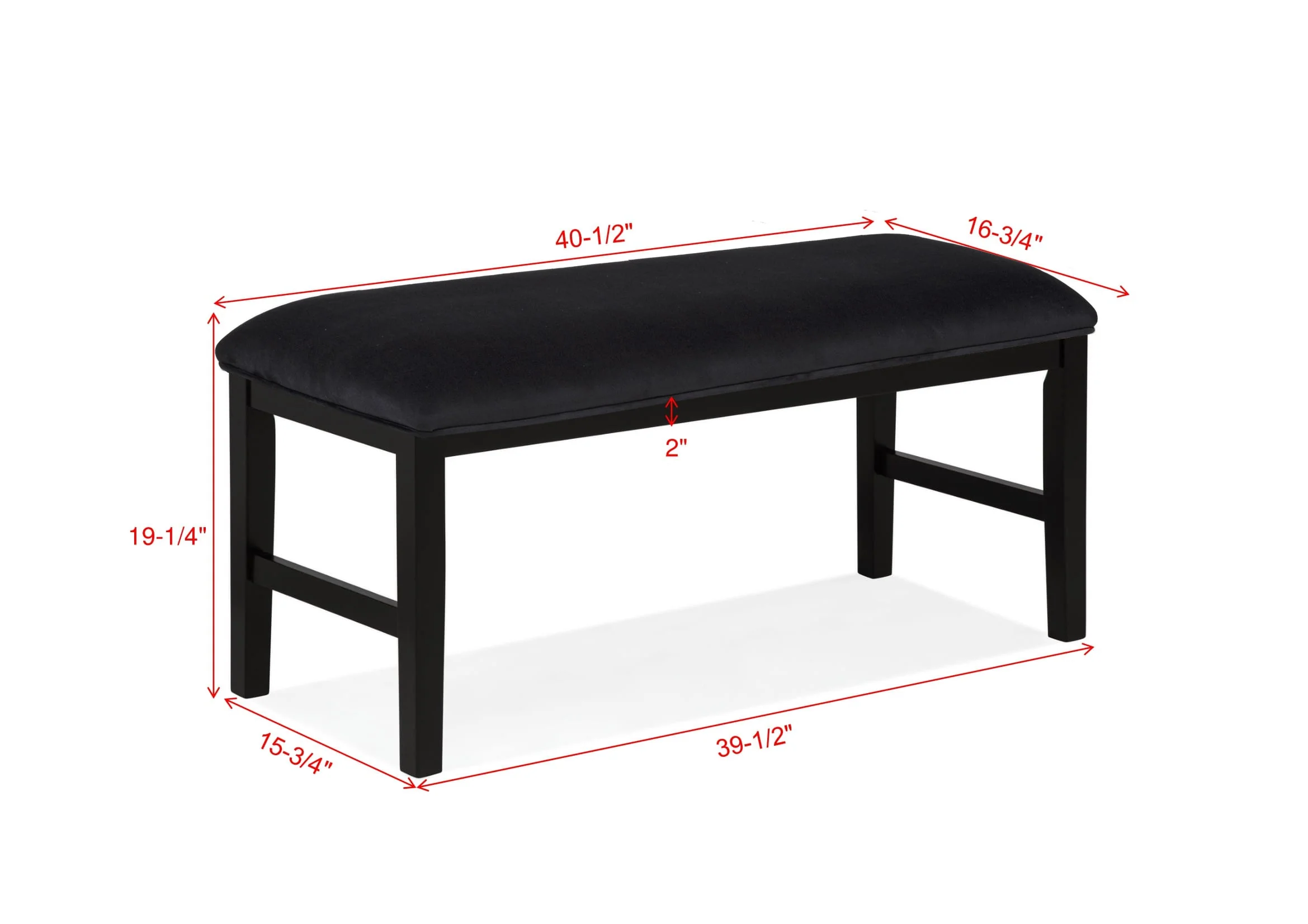 Sebastian Black Dining Bench - Image 2