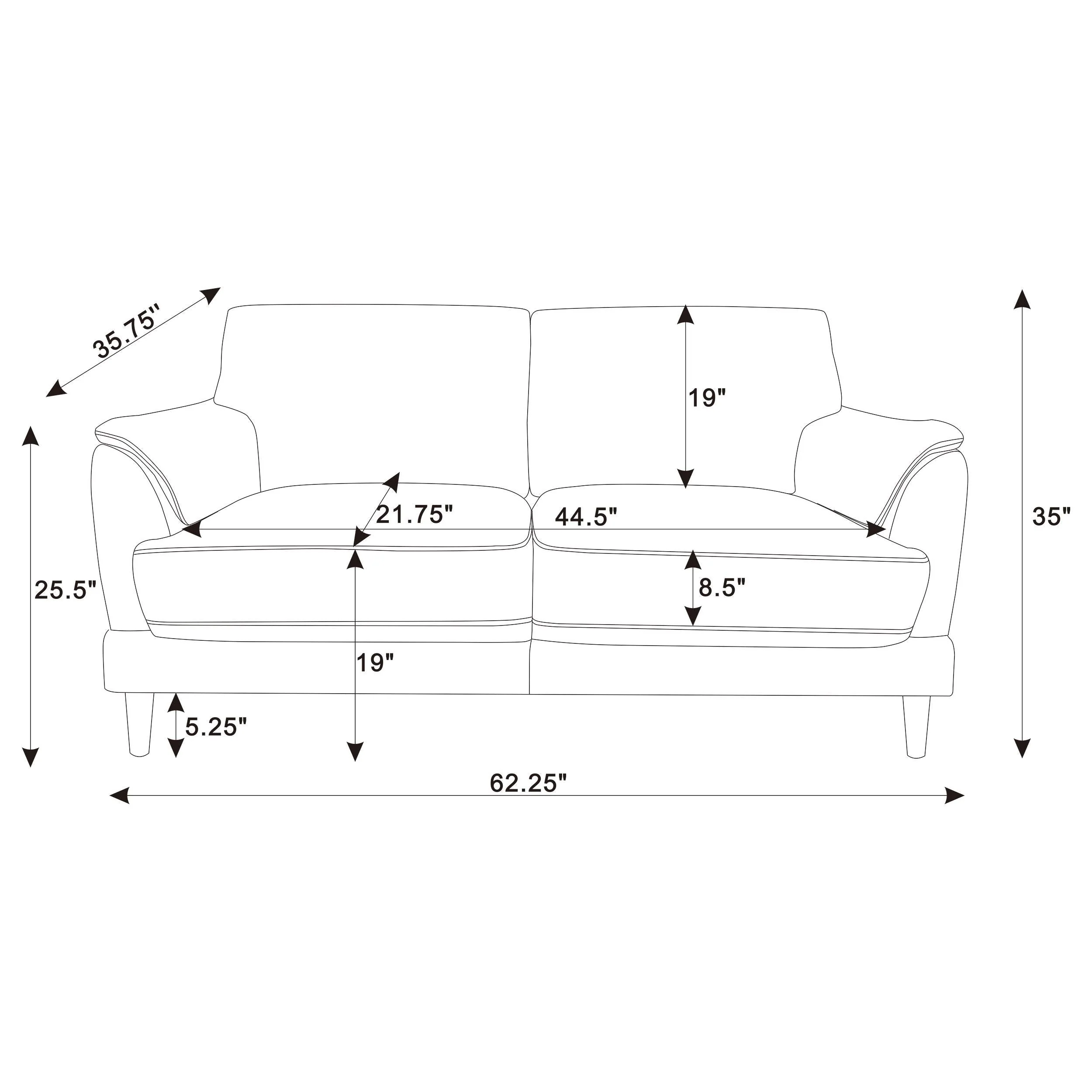 Selma Rust Velvet Crescent Arm Loveseat - Image 12